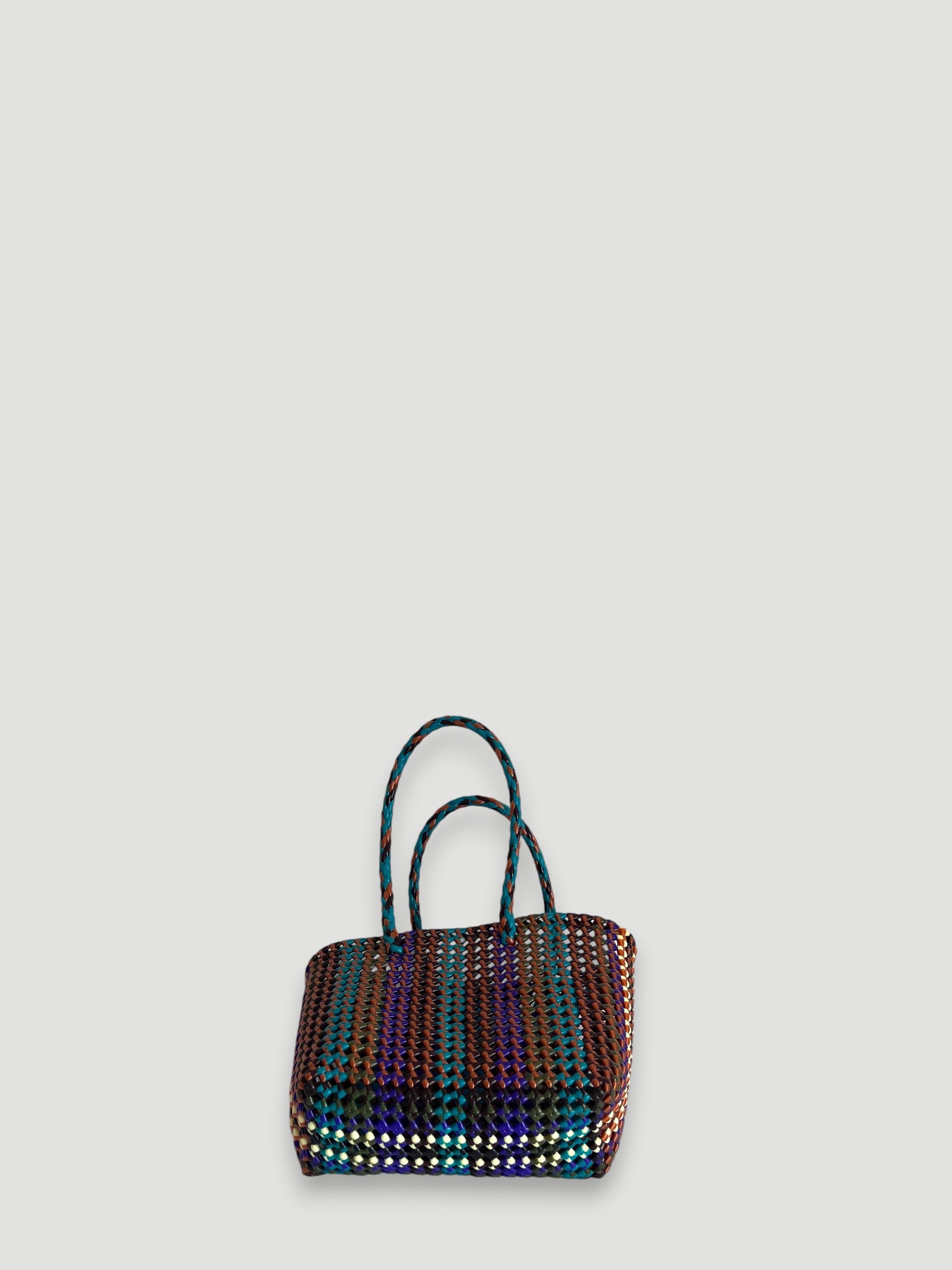 No. 510S - Hand-braided basket bag - small - multicoloured