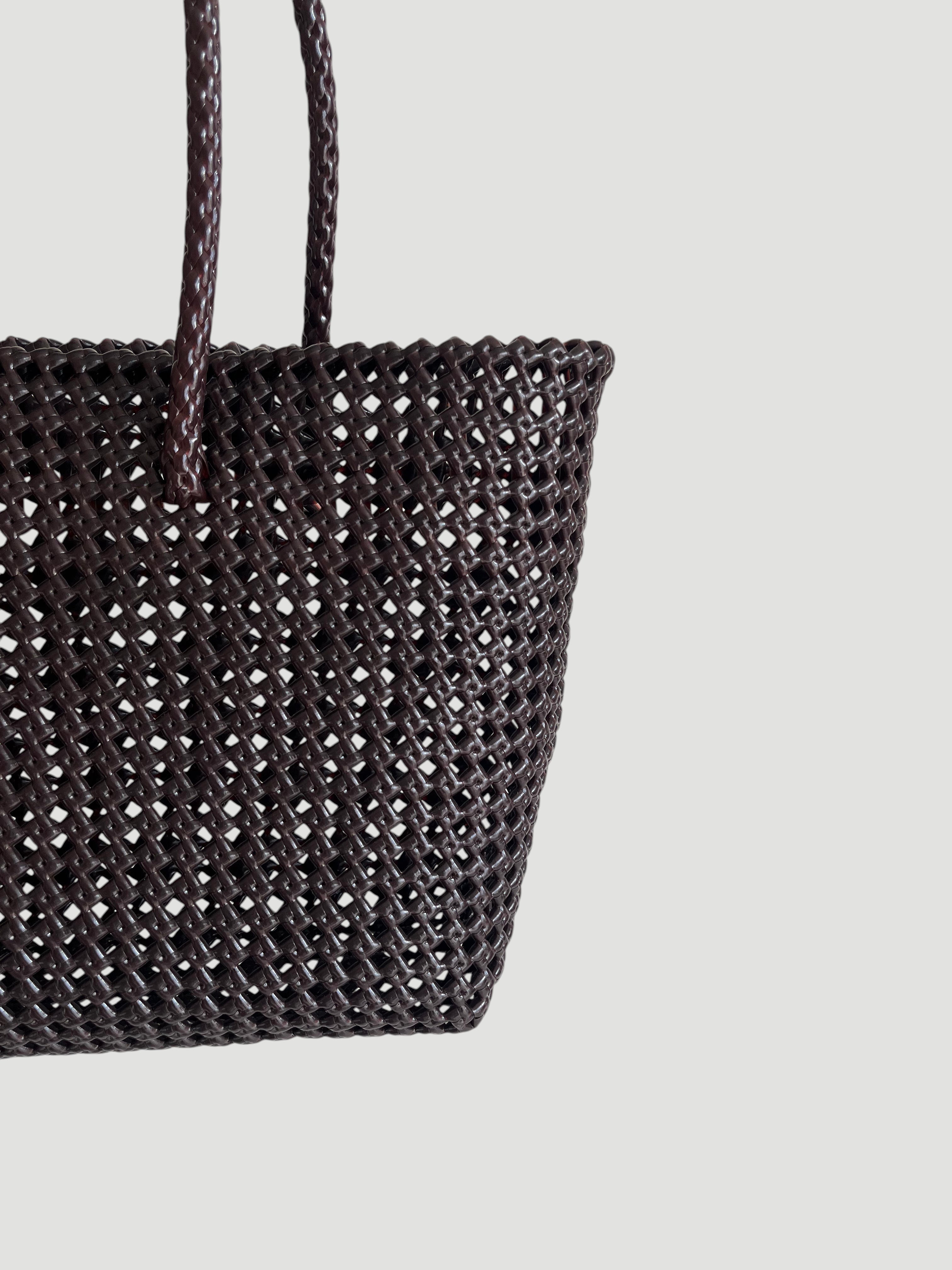 No. 266M - Hand-woven basket bag - medium - brown