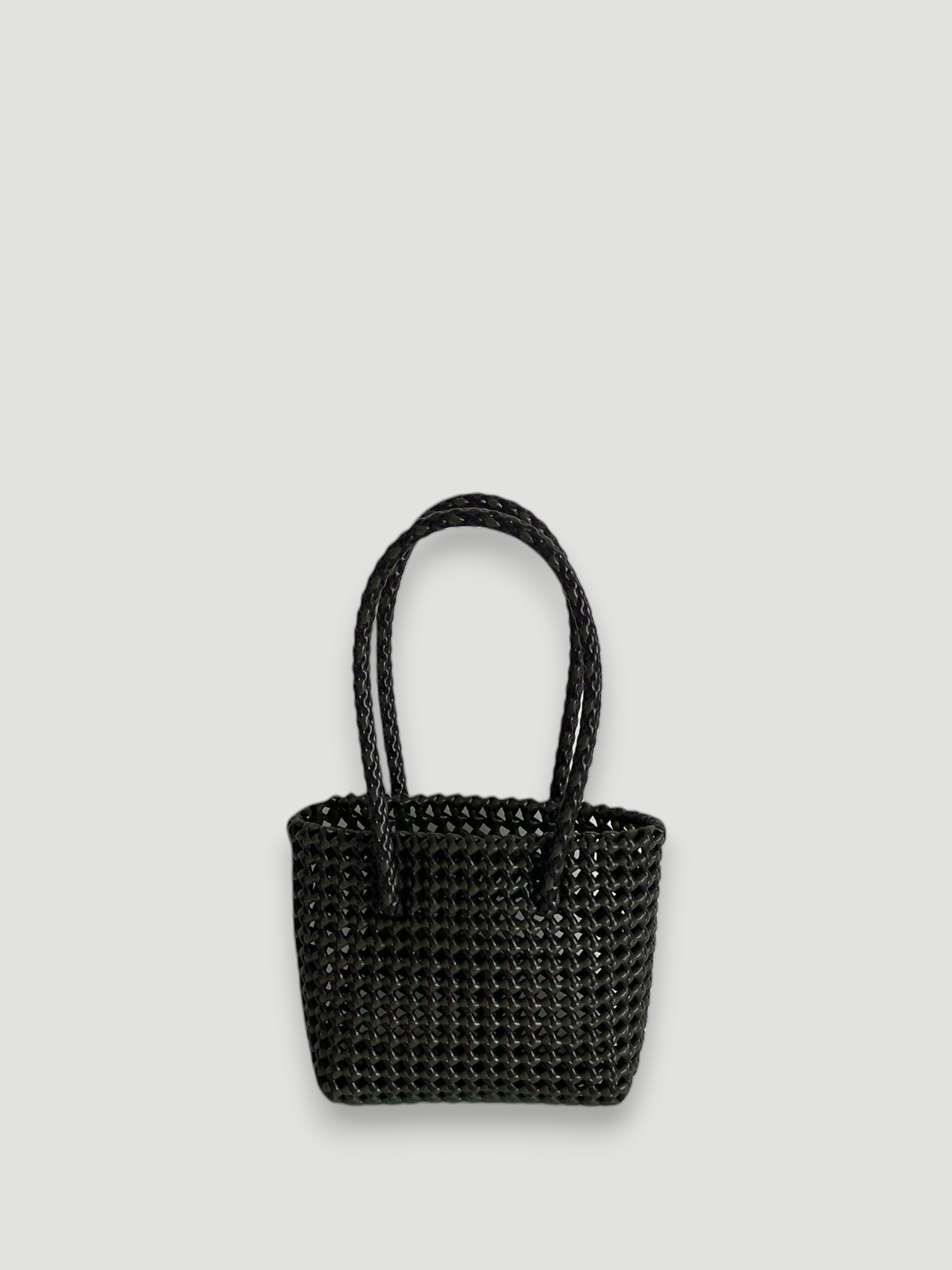 N°254XS - SAC PANIER TRESSÉ MAIN - MINI - marron & kaki