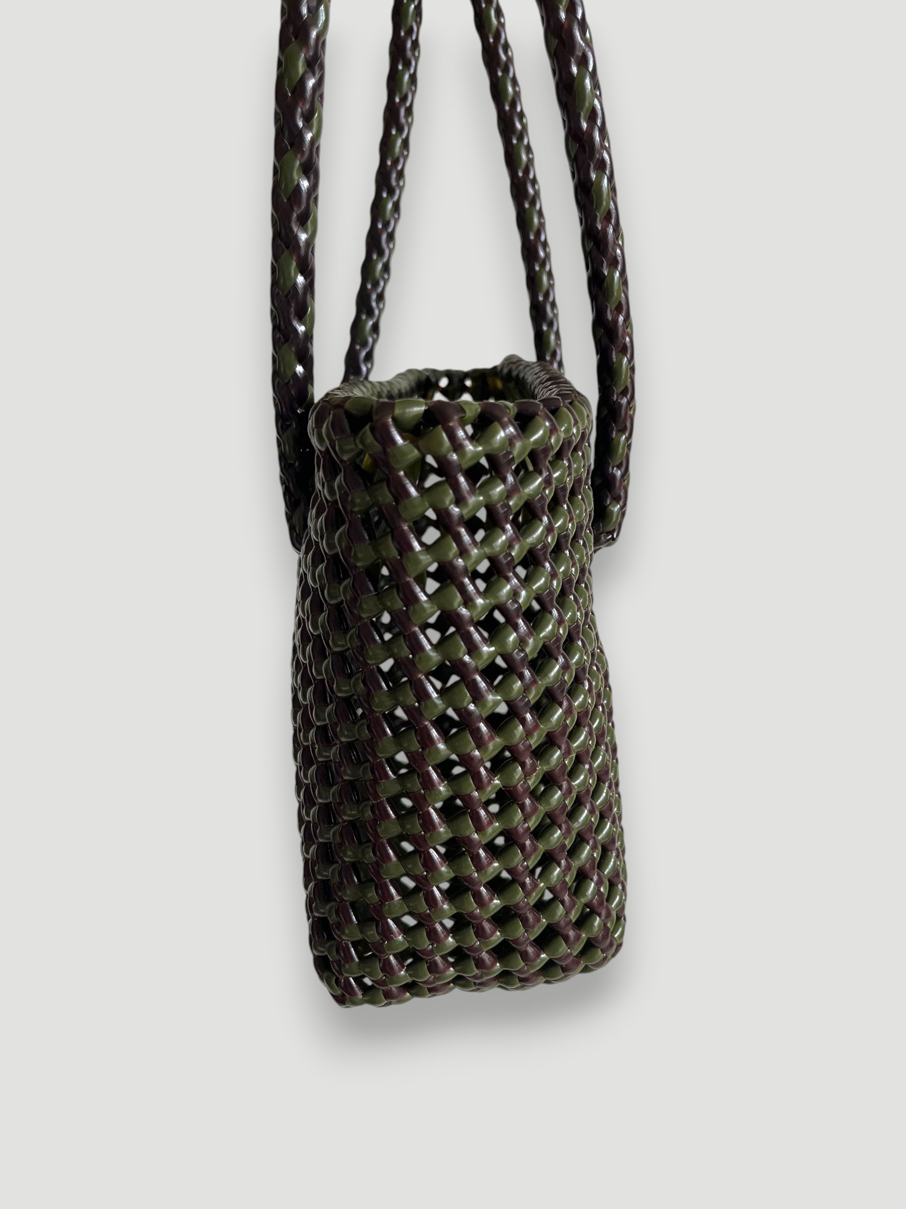 No. 254XS - Hand-braided basket bag - mini - brown &amp; khaki