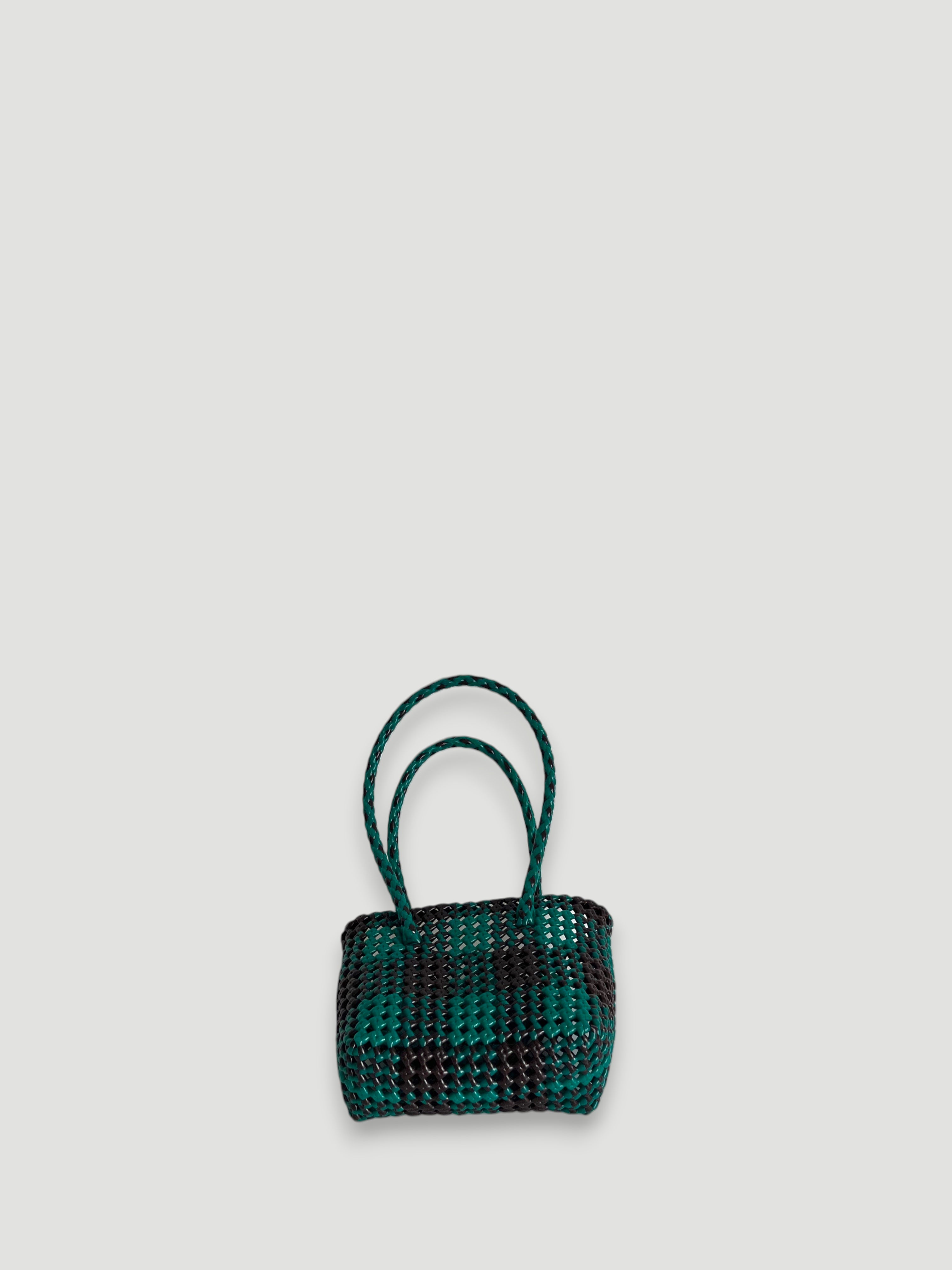 No. 273XS - Hand-braided basket bag - mini - brown &amp; dark green