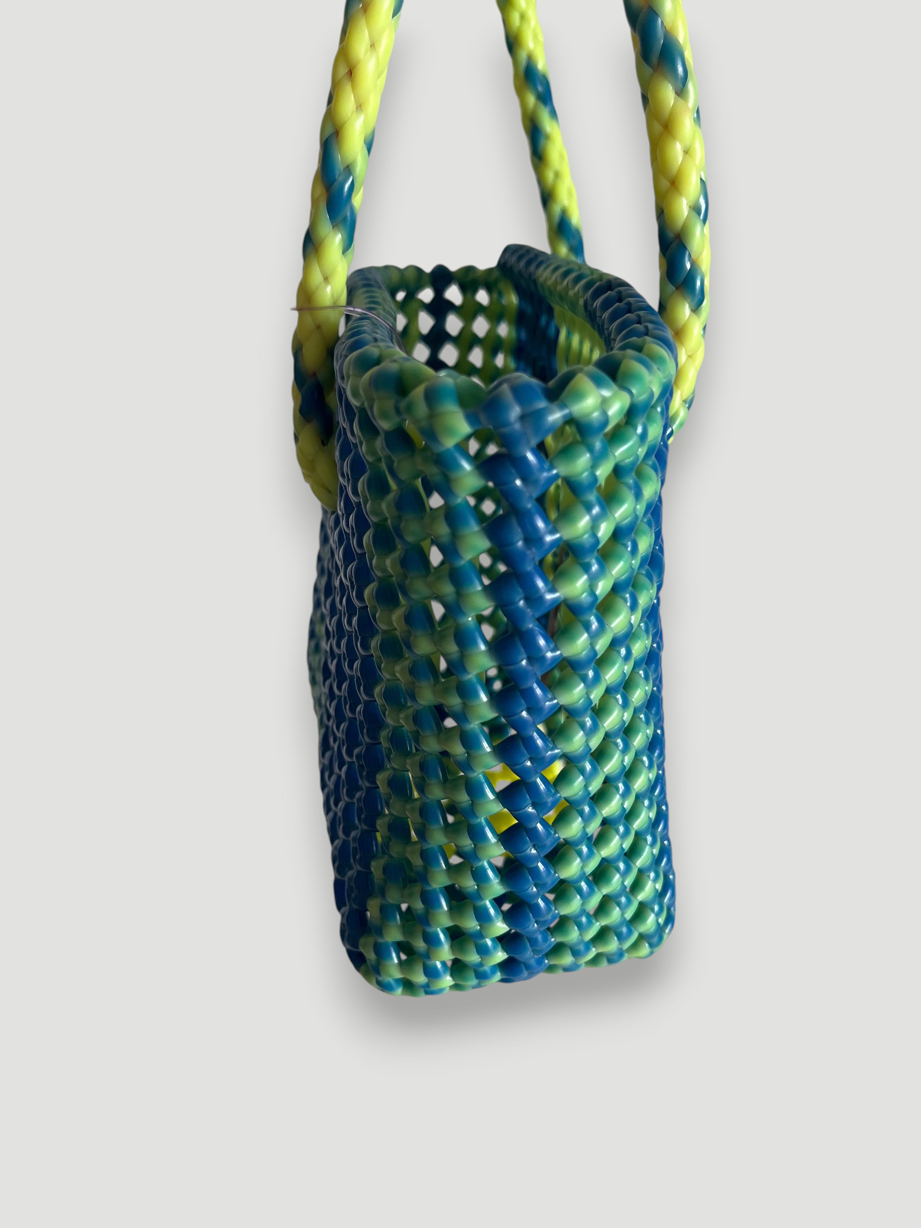 No. 121XS - IMPERFECT BASKET BAG - MINI - neon yellow & dark blue