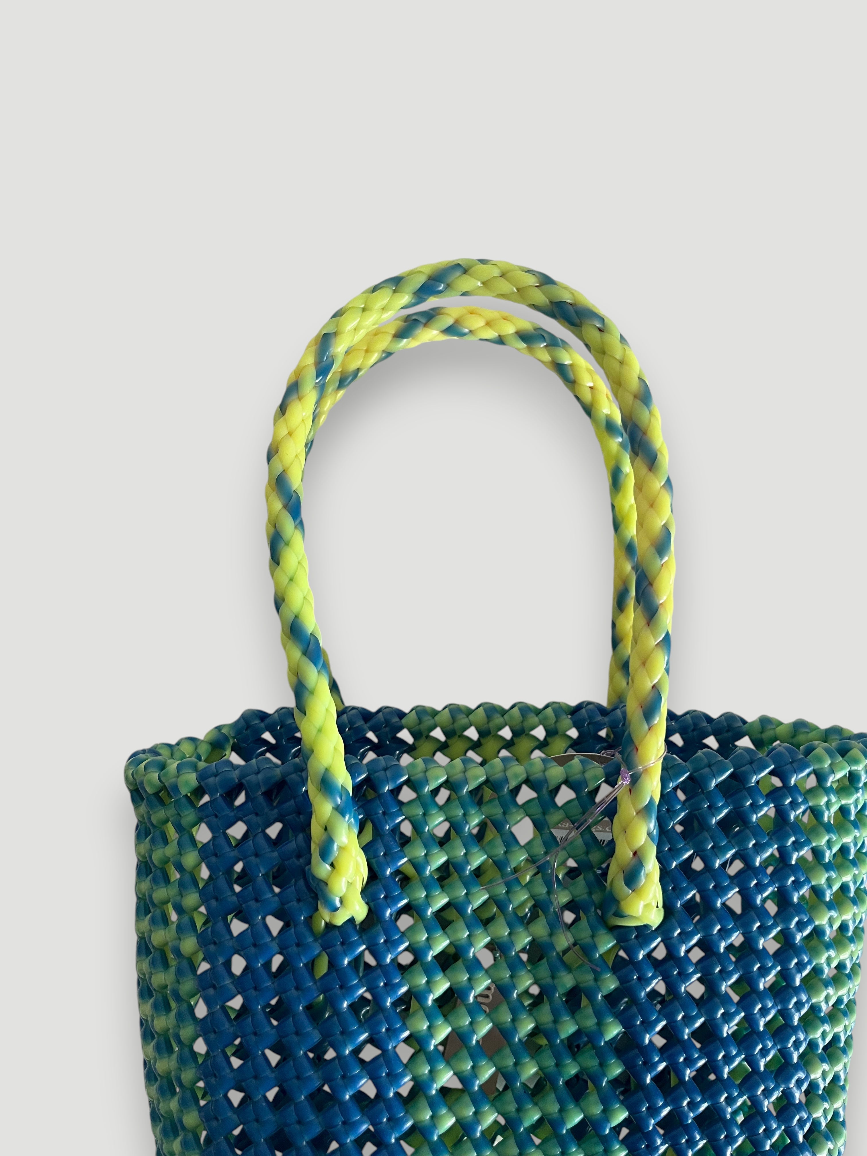 No. 121XS - IMPERFECT BASKET BAG - MINI - neon yellow & dark blue