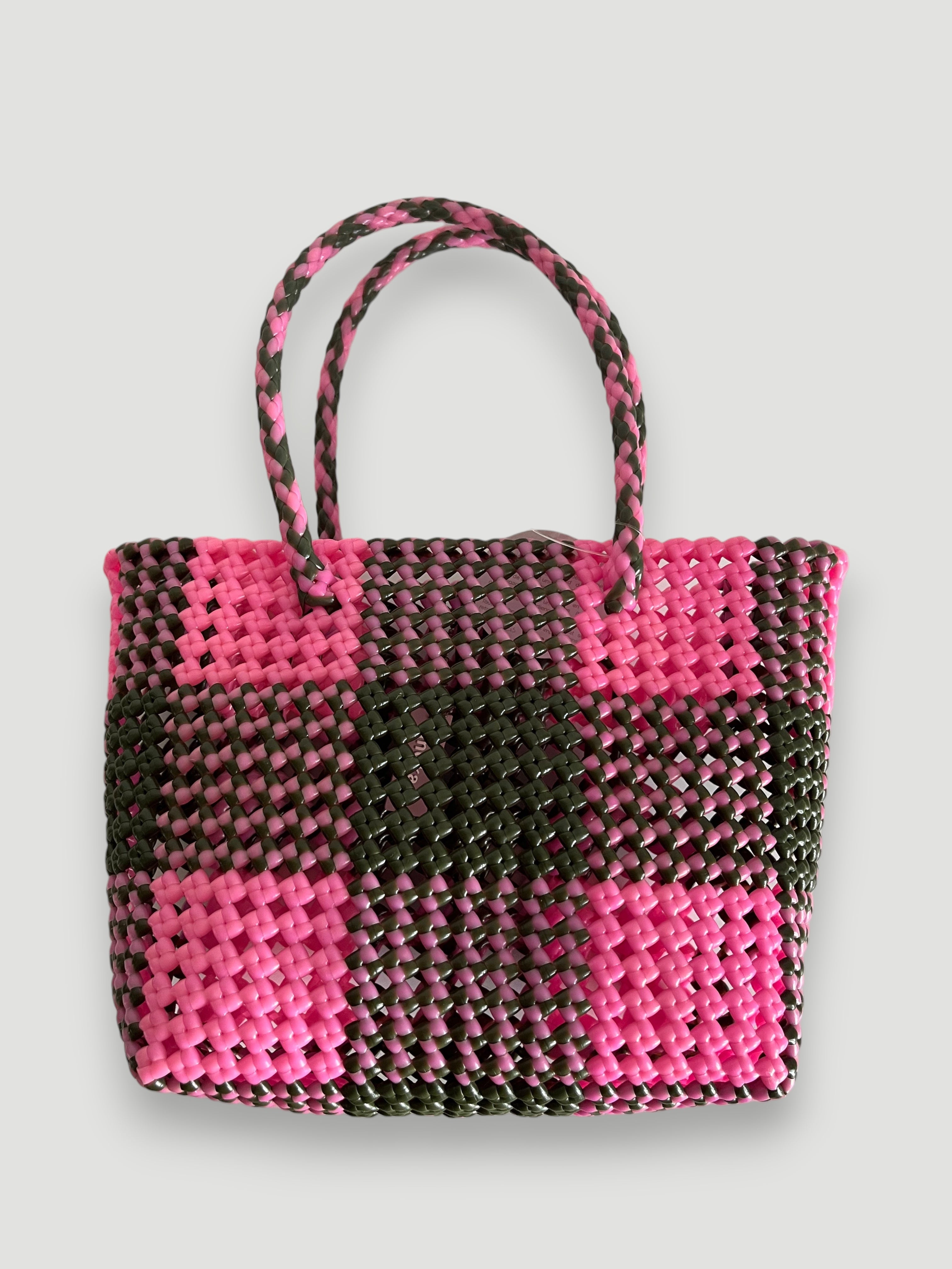 No. 23S bis - IMPERFECT BASKET BAG - SMALL - khaki &amp; light pink