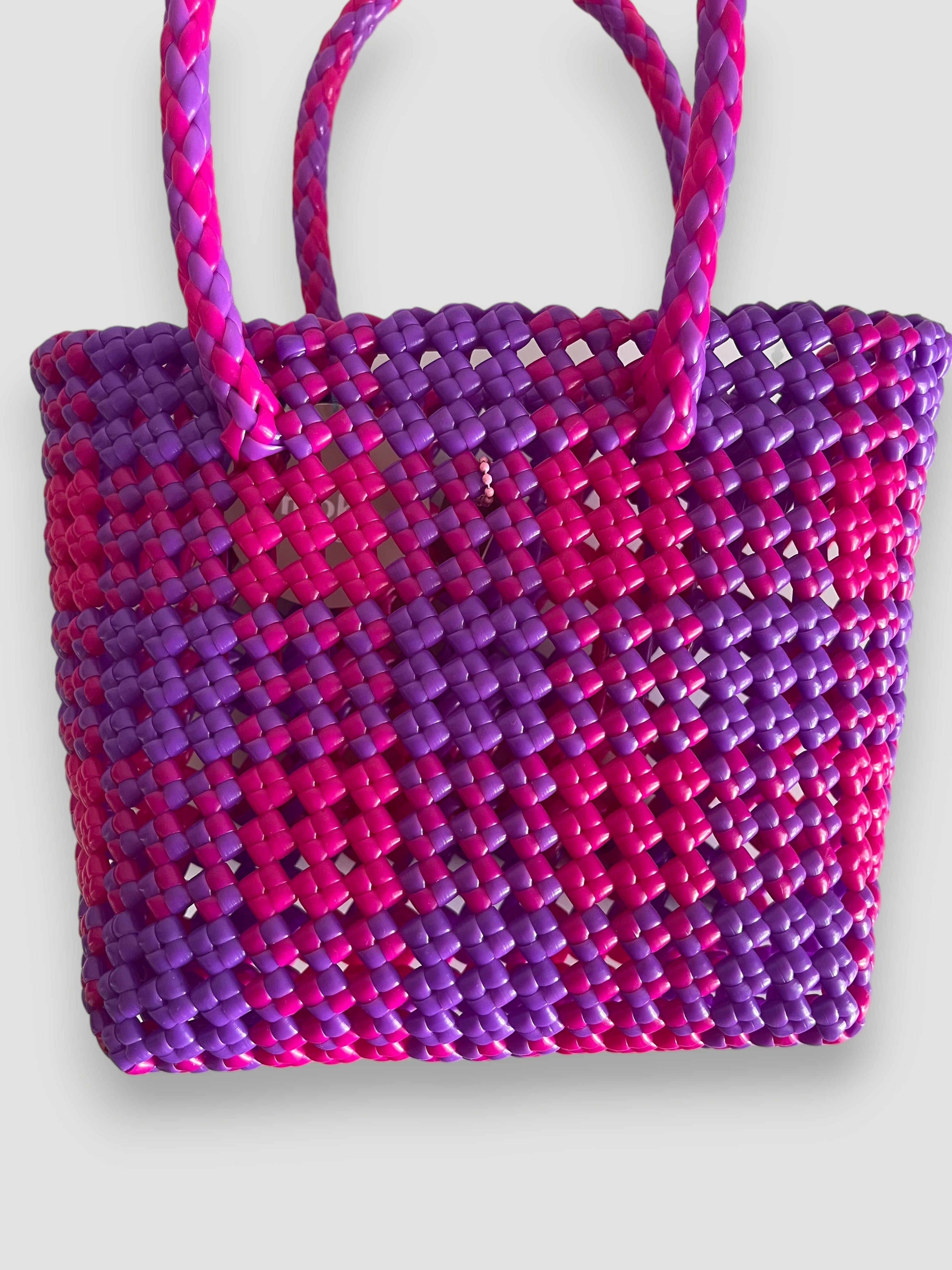 N°9XS - SAC PANIER IMPARFAIT - MINI - rose foncé & violet