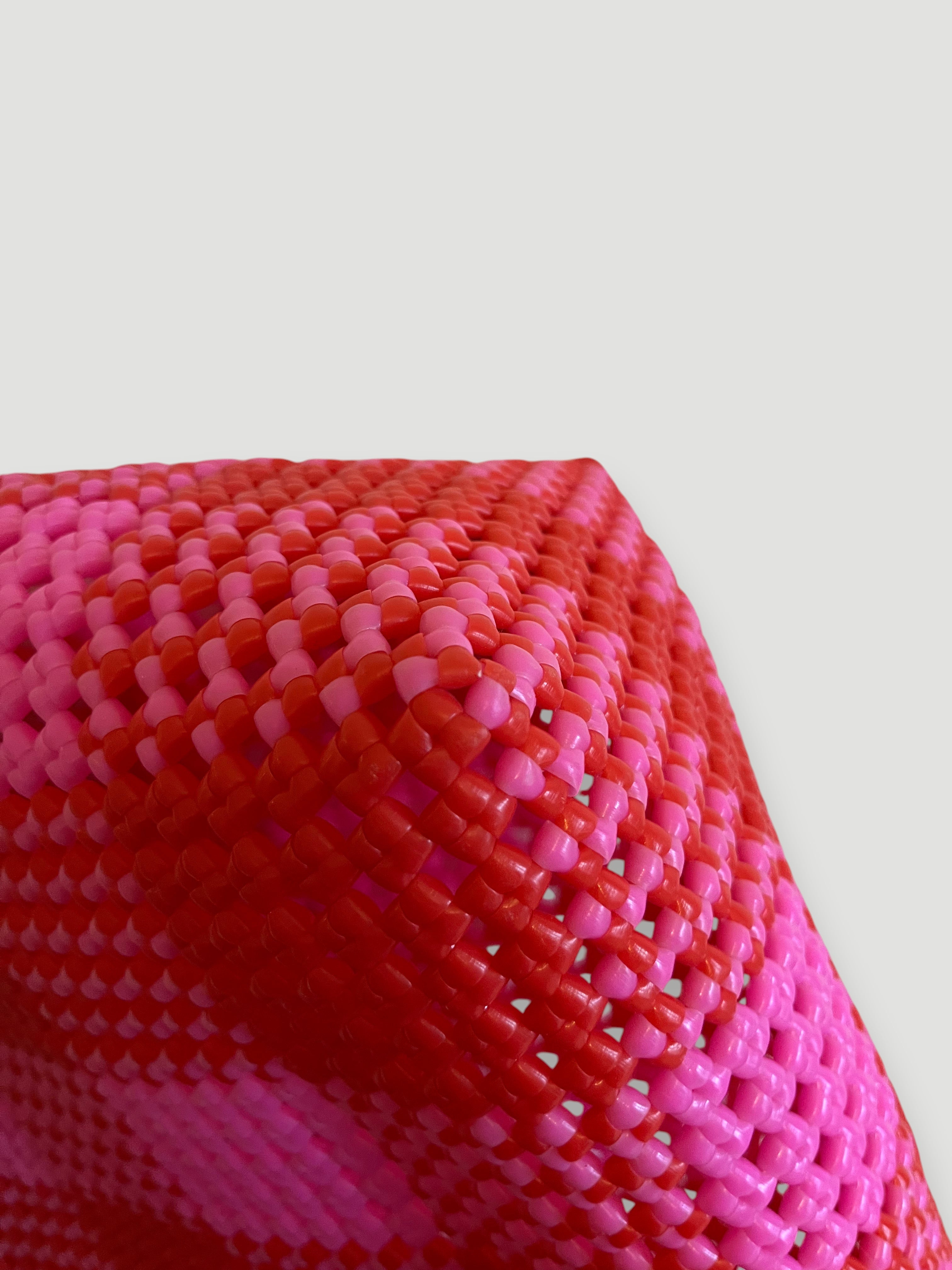 No. 12L - IMPERFECT BASKET BAG - LARGE - light pink &amp; red