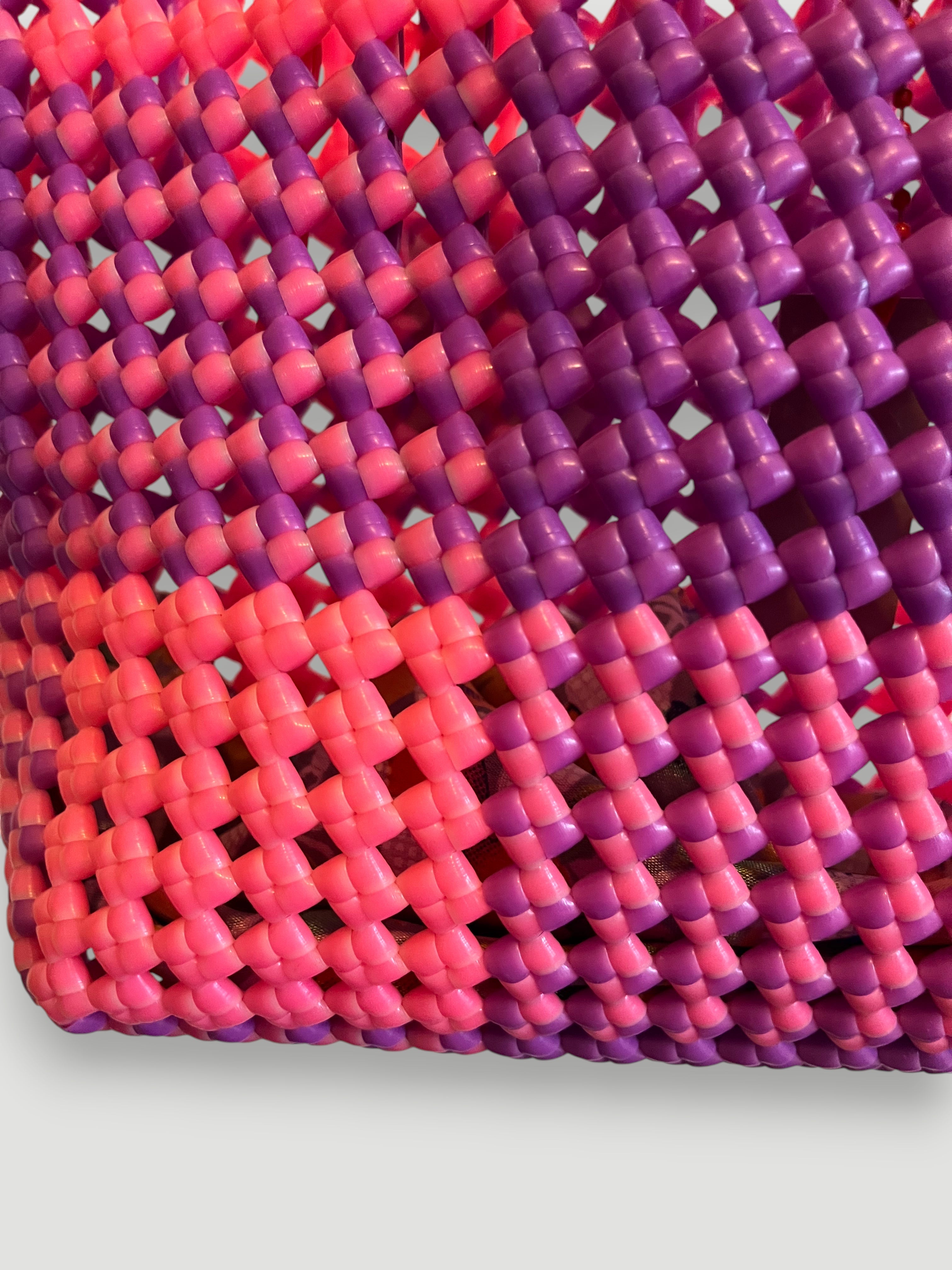 No. 88S - IMPERFECT BASKET BAG - SMALL - neon pink &amp; purple