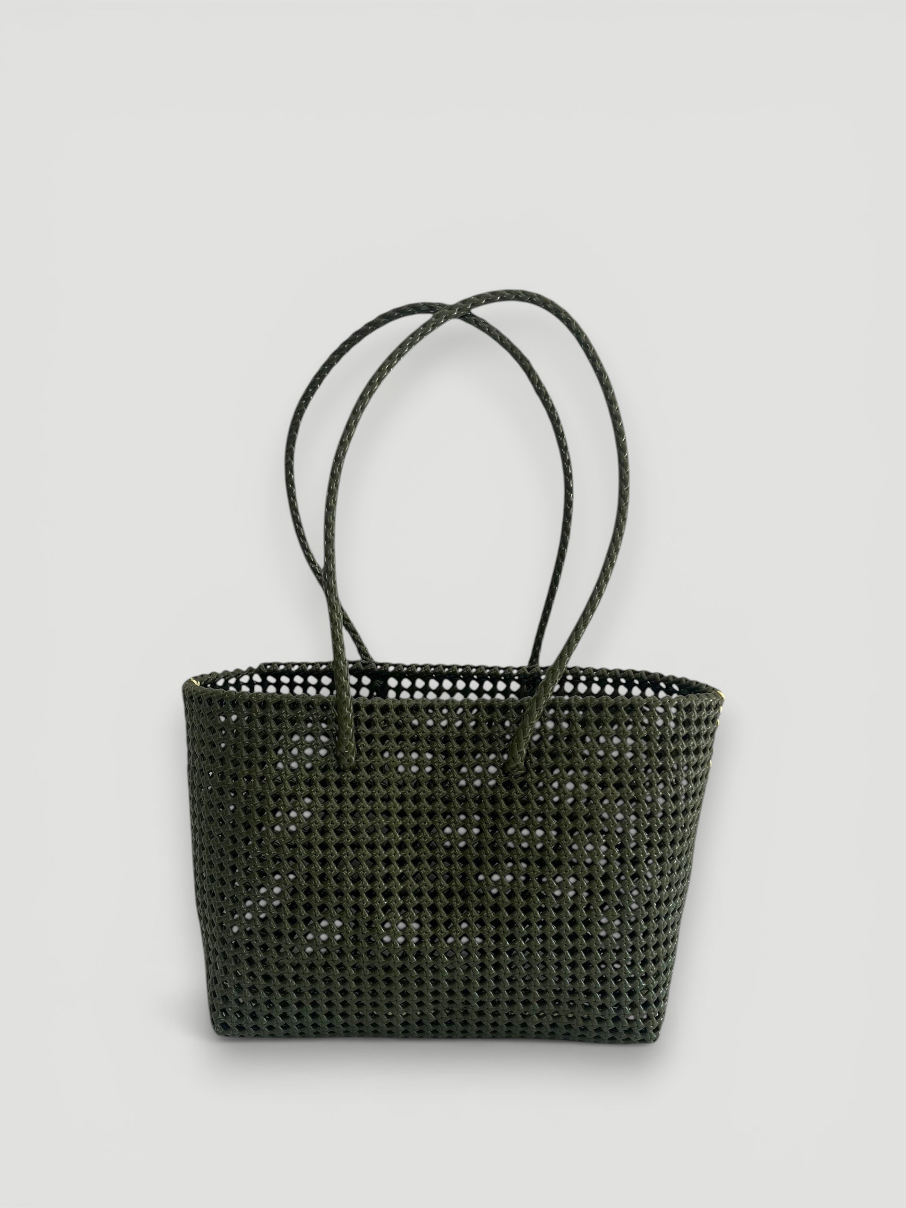 N°45L bis - SAC PANIER TRESSÉ MAIN - GRAND - kaki & crème