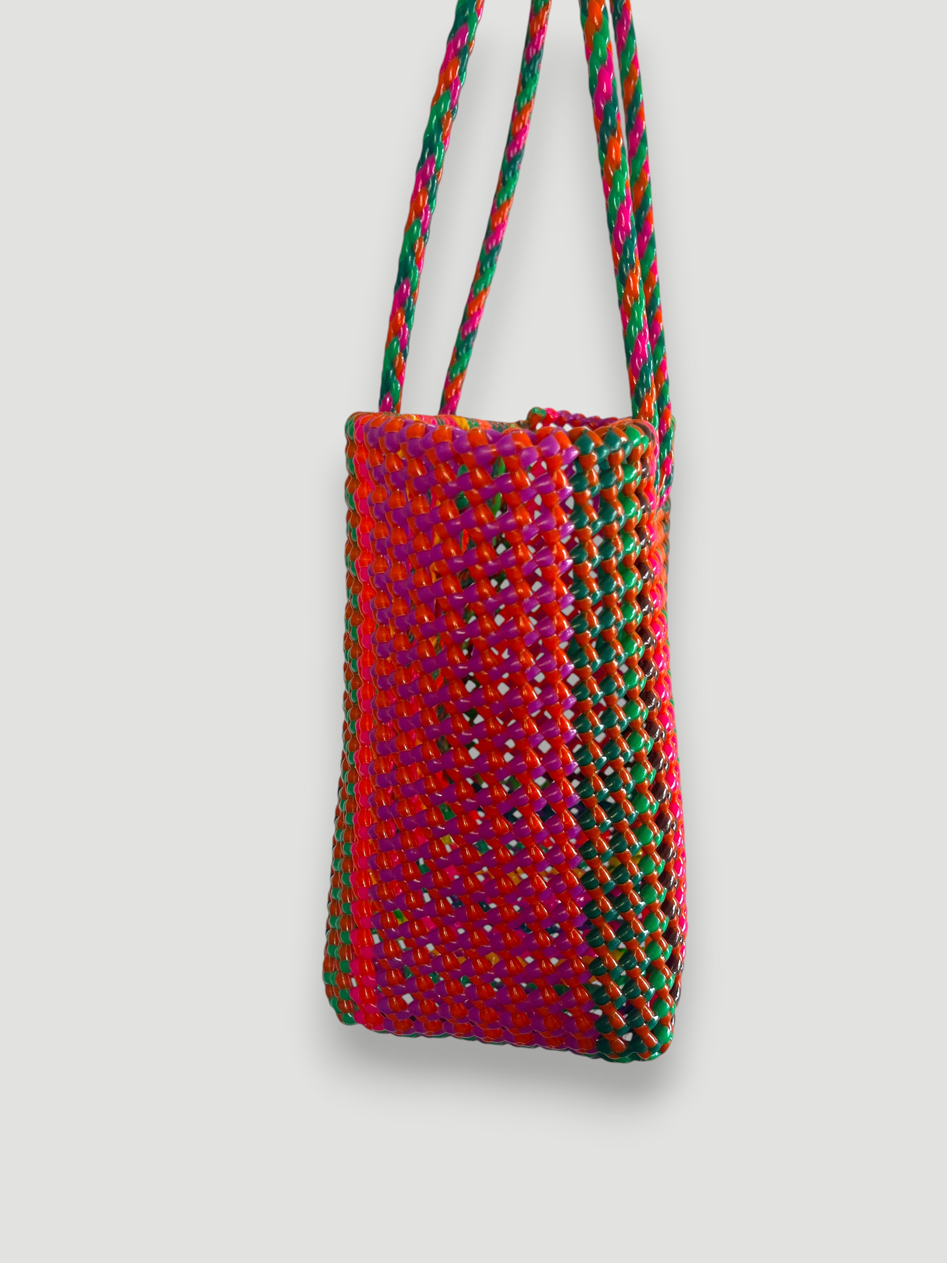 N°519M - SAC PANIER TRESSÉ MAIN - MOYEN - multicolors