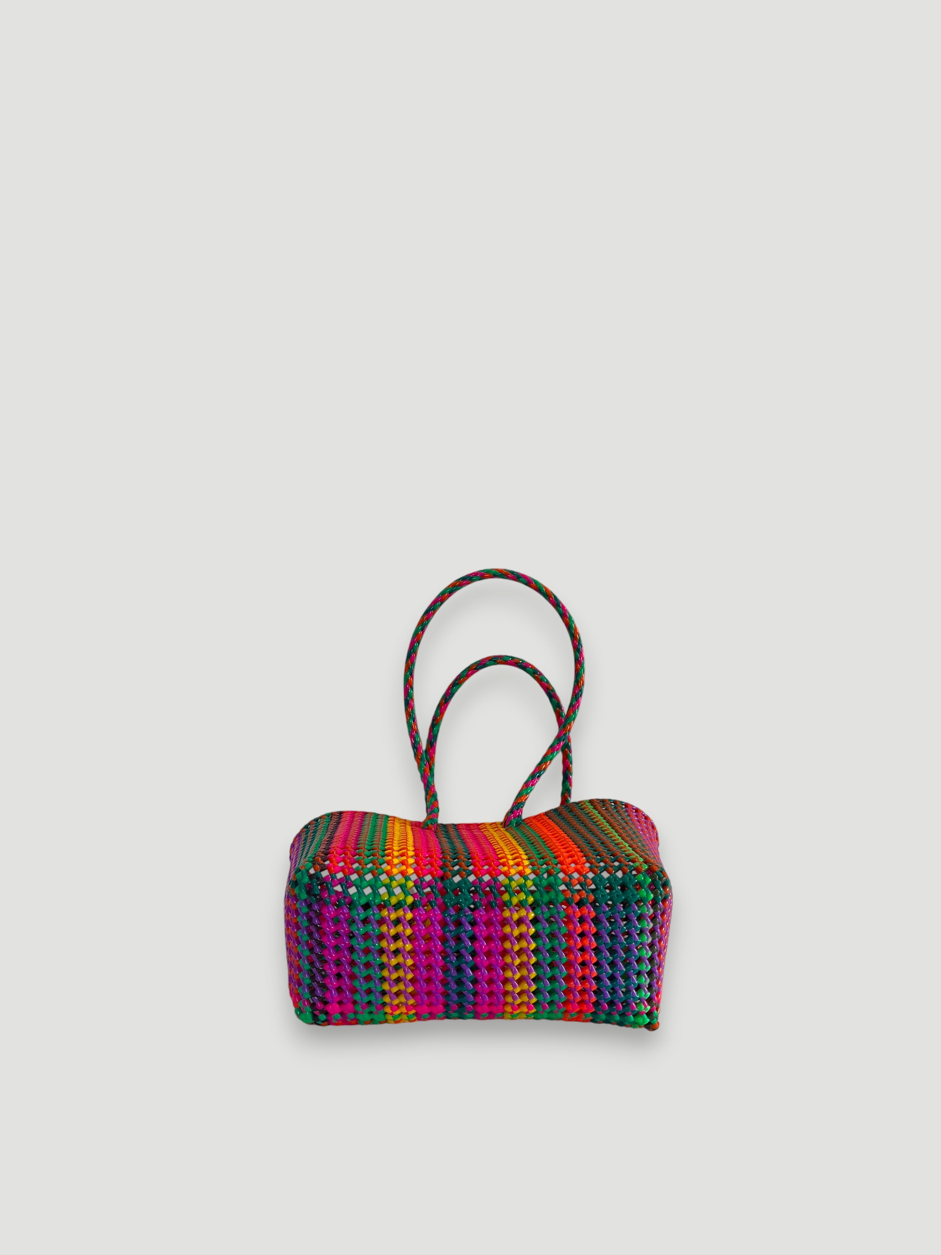 N°519M - SAC PANIER TRESSÉ MAIN - MOYEN - multicolors