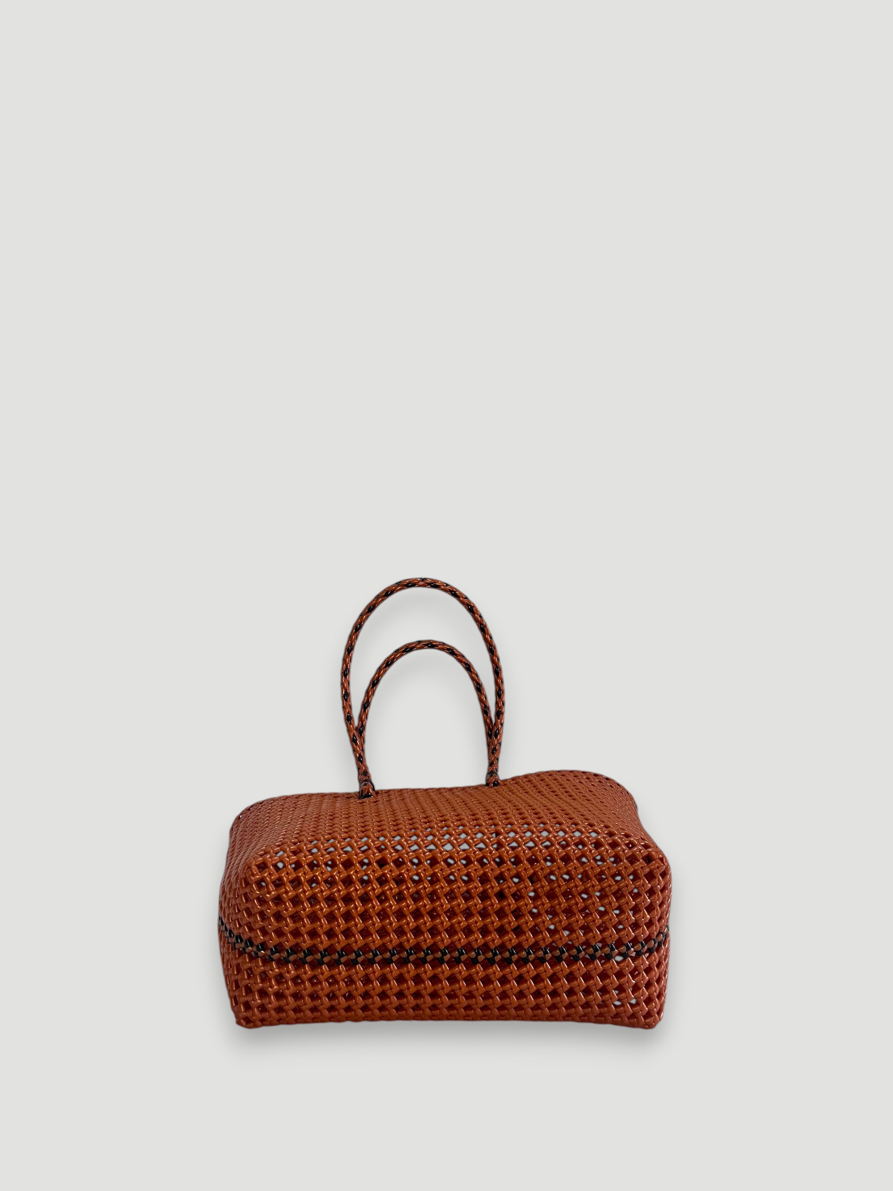 No. 315M - Hand-braided basket bag - medium - bronze &amp; black