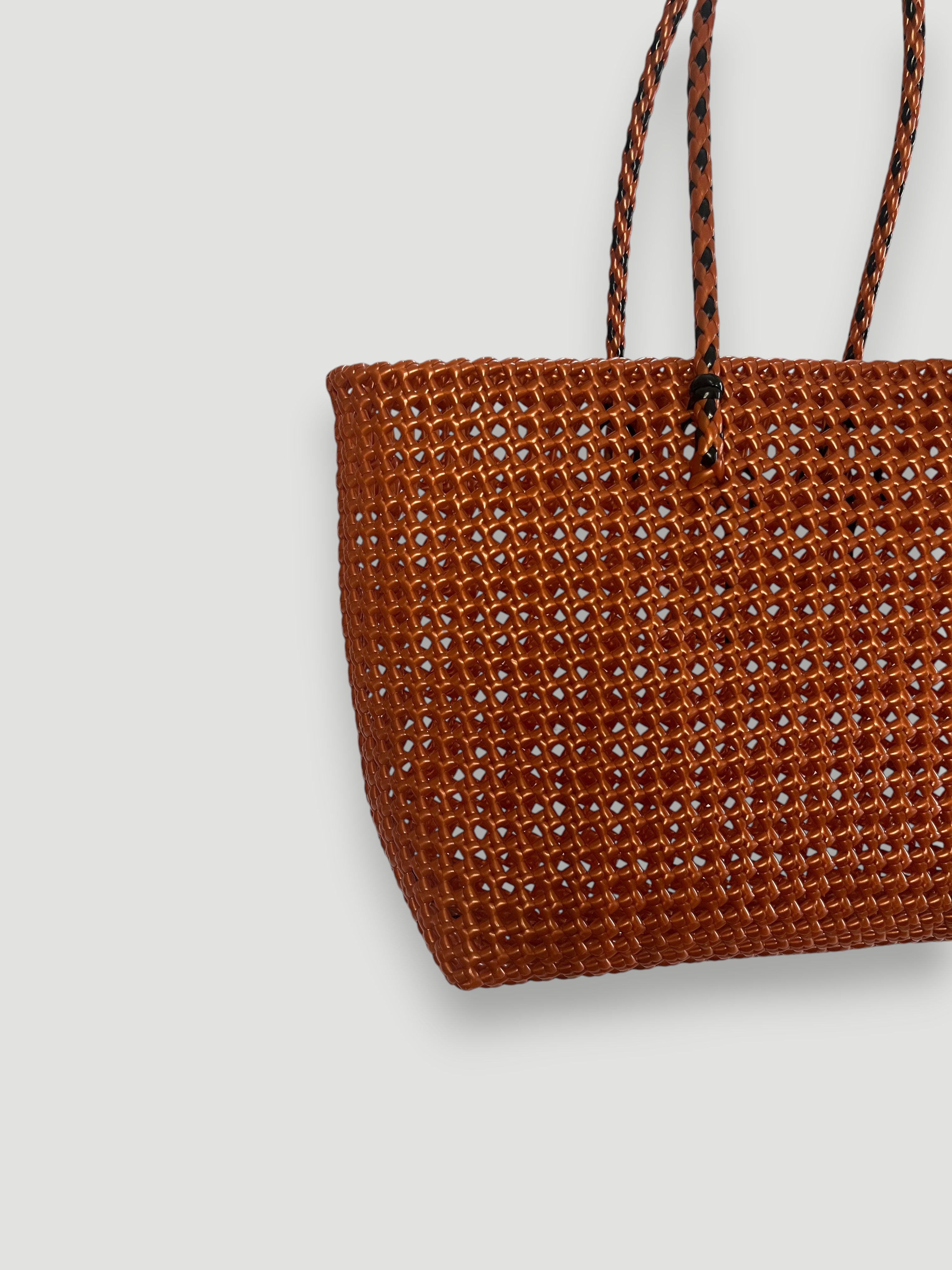 No. 315L - Hand-woven basket bag - Large - Bronze &amp; black