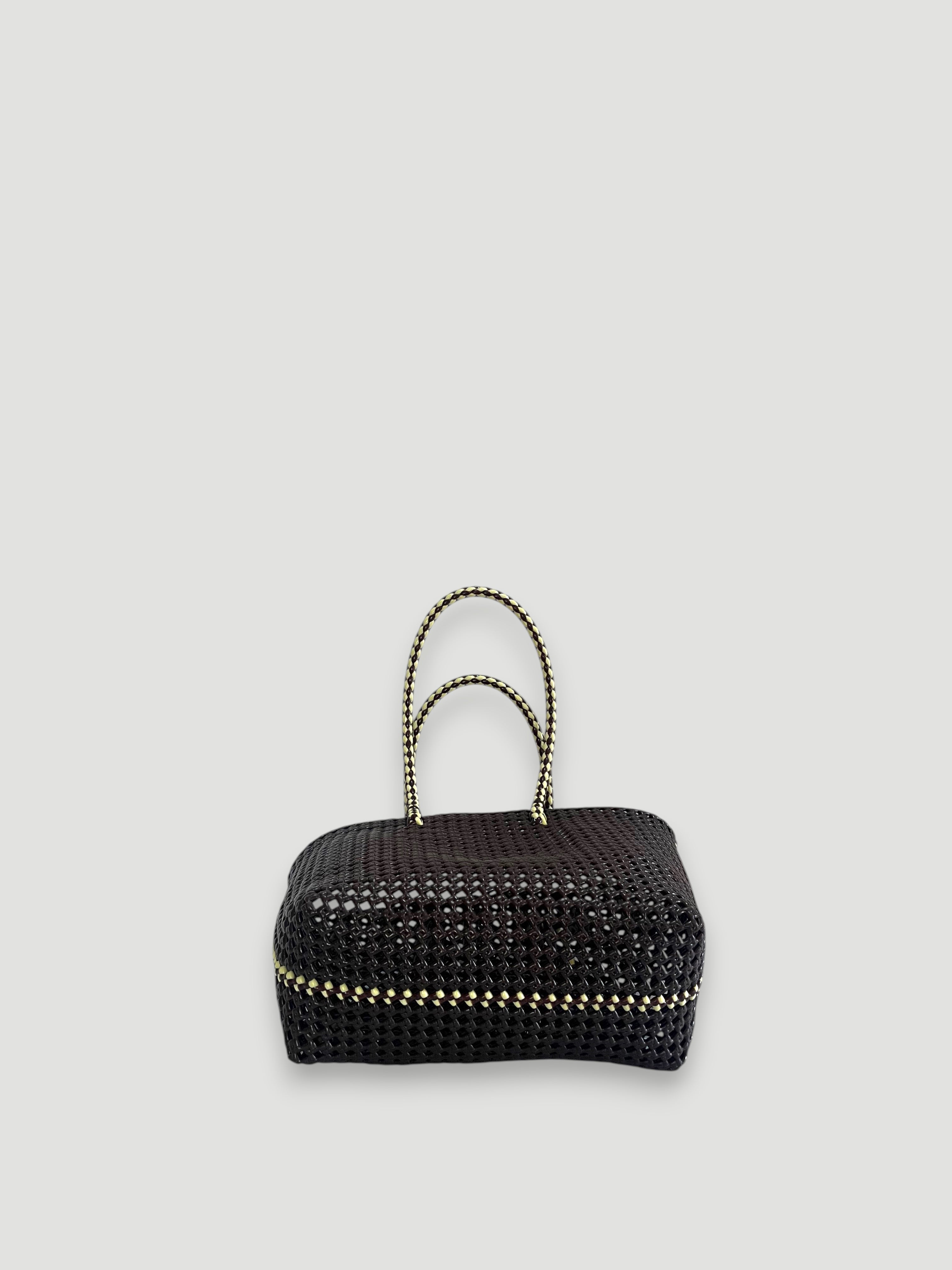 No. 266M bis - HAND-WOVEN BASKET BAG - MEDIUM - brown & cream