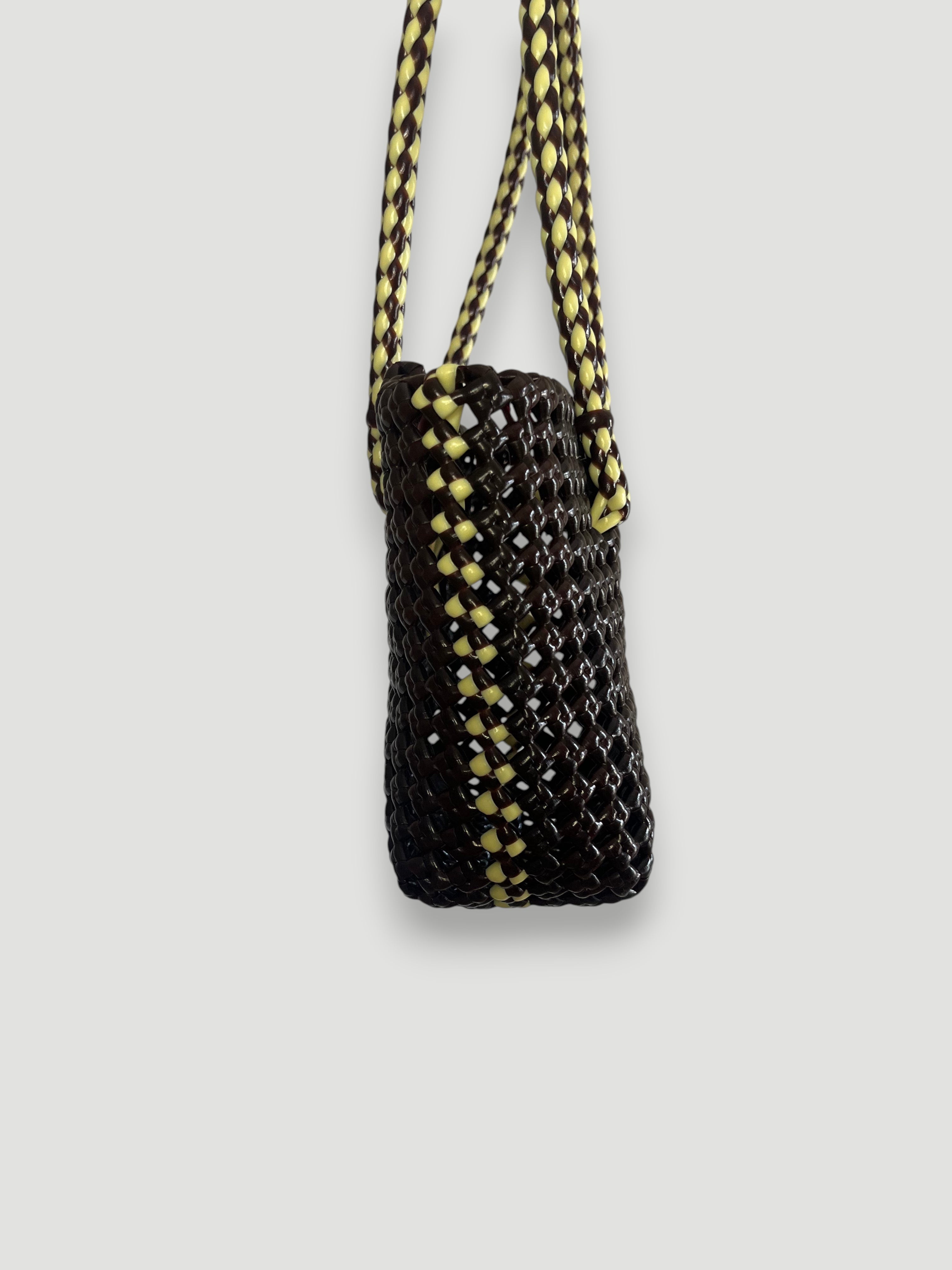 N°266XS bis - HANDWOVEN BASKET BAG - MINI - brown & cream