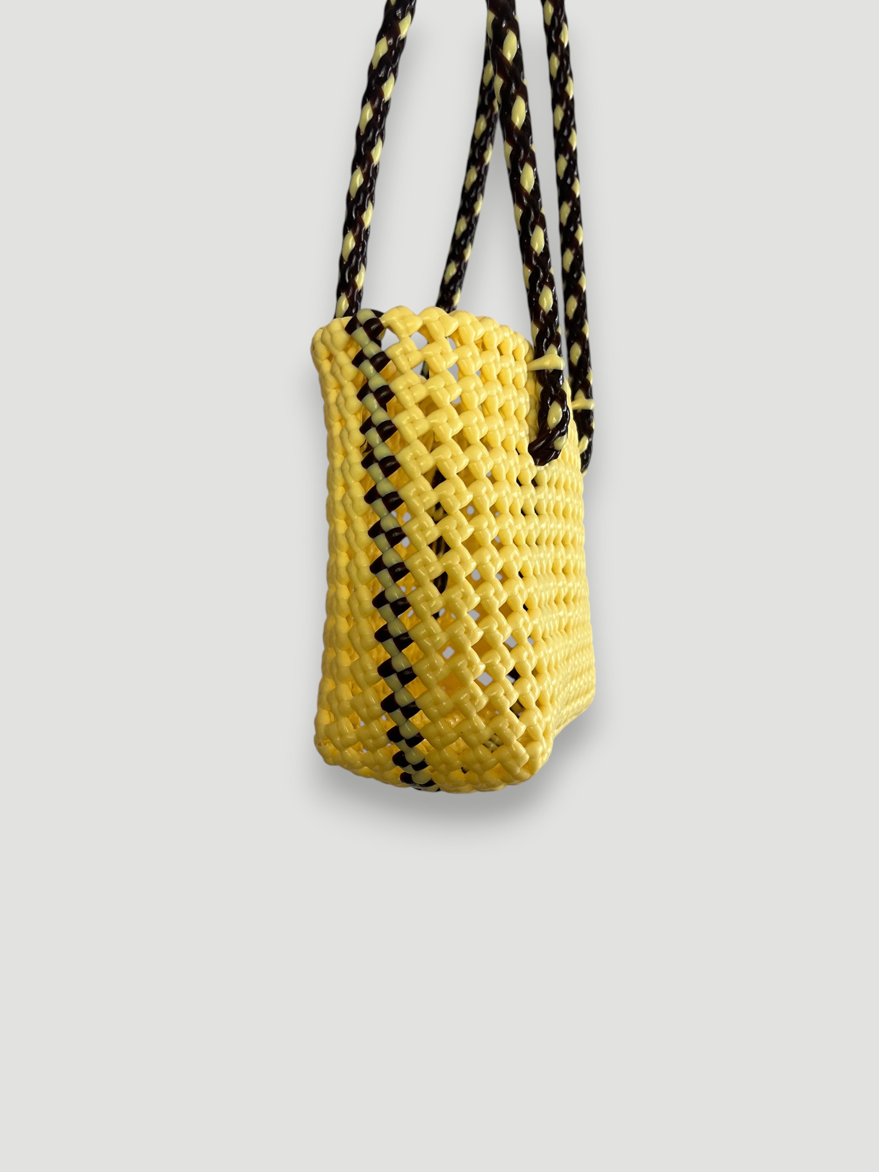 N°347XS bis - SAC PANIER TRESSÉ MAIN - MINI - crème & marron