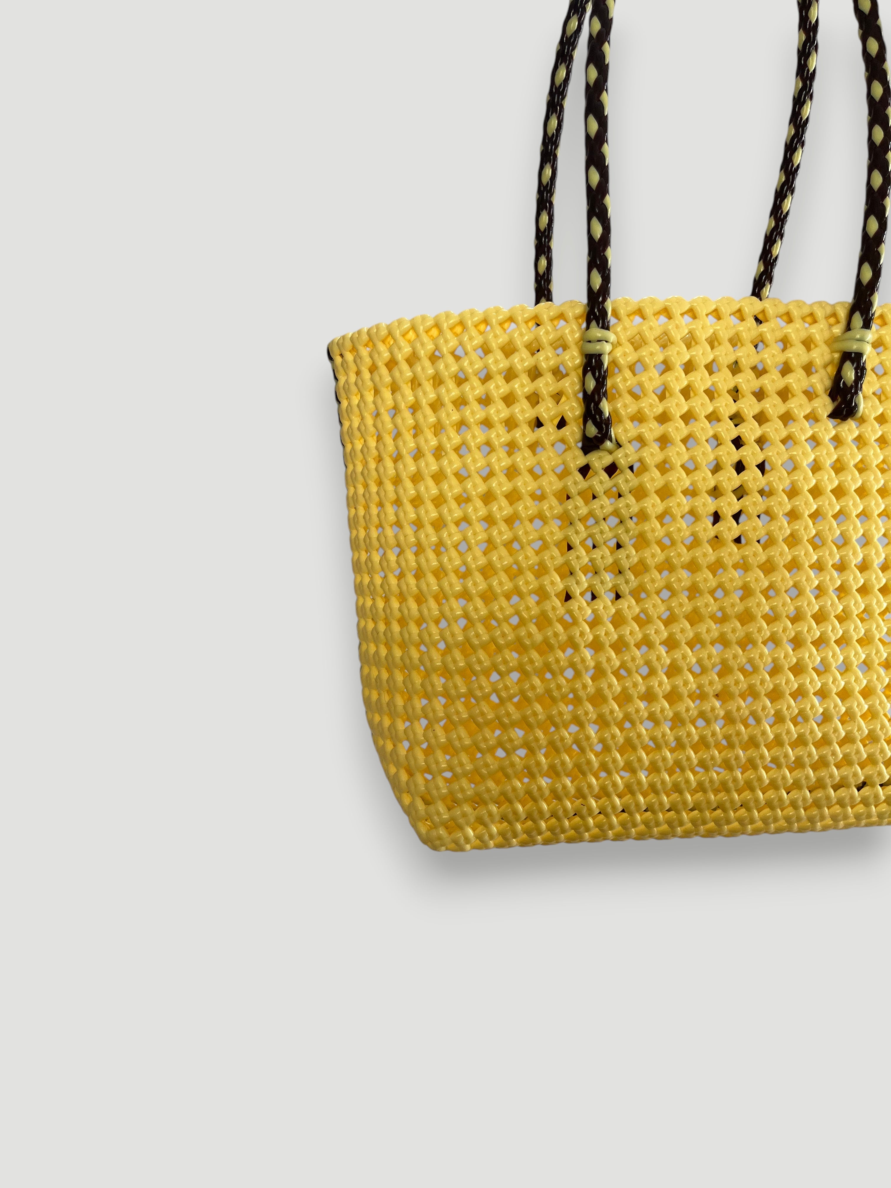 No. 347M bis - HANDWOVEN BASKET BAG - MEDIUM - cream & brown