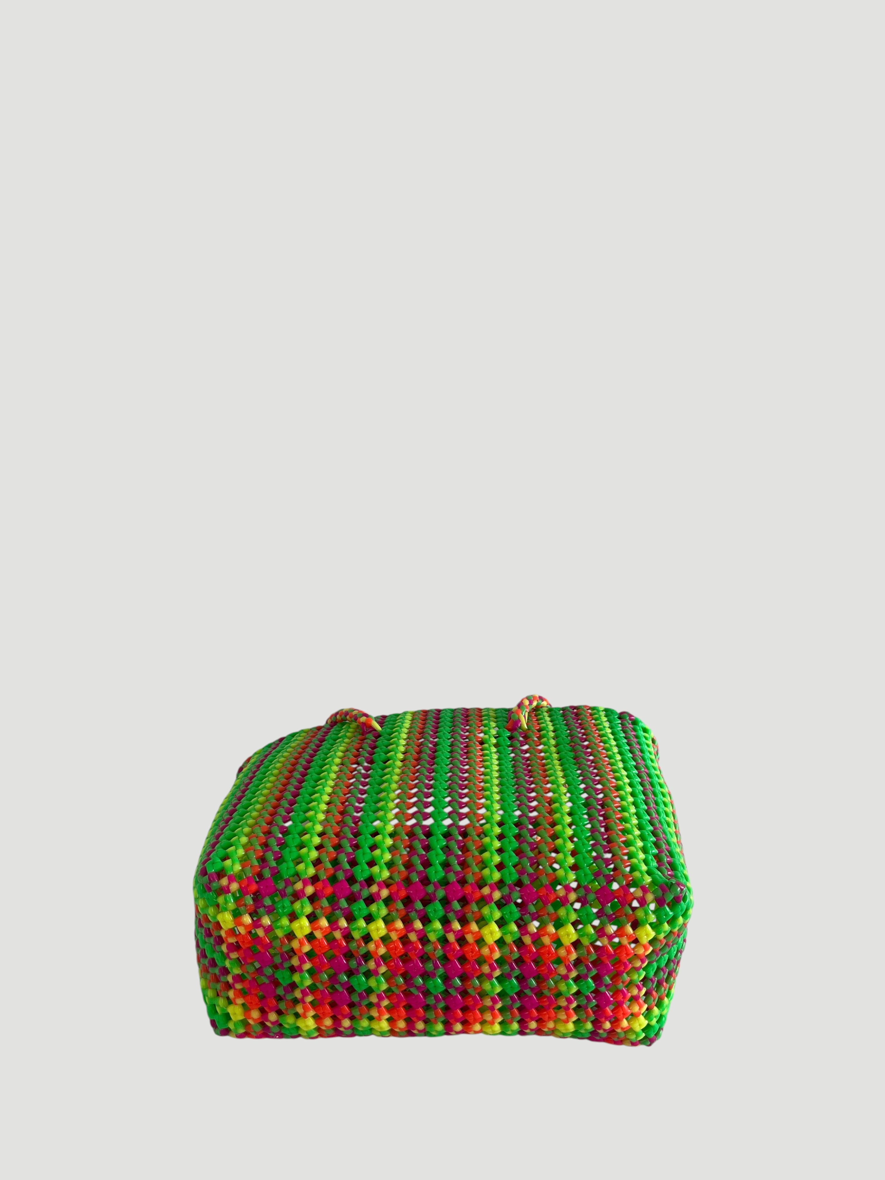 N°274M - SAC PANIER TRESSÉ MAIN - MOYEN - multicolors