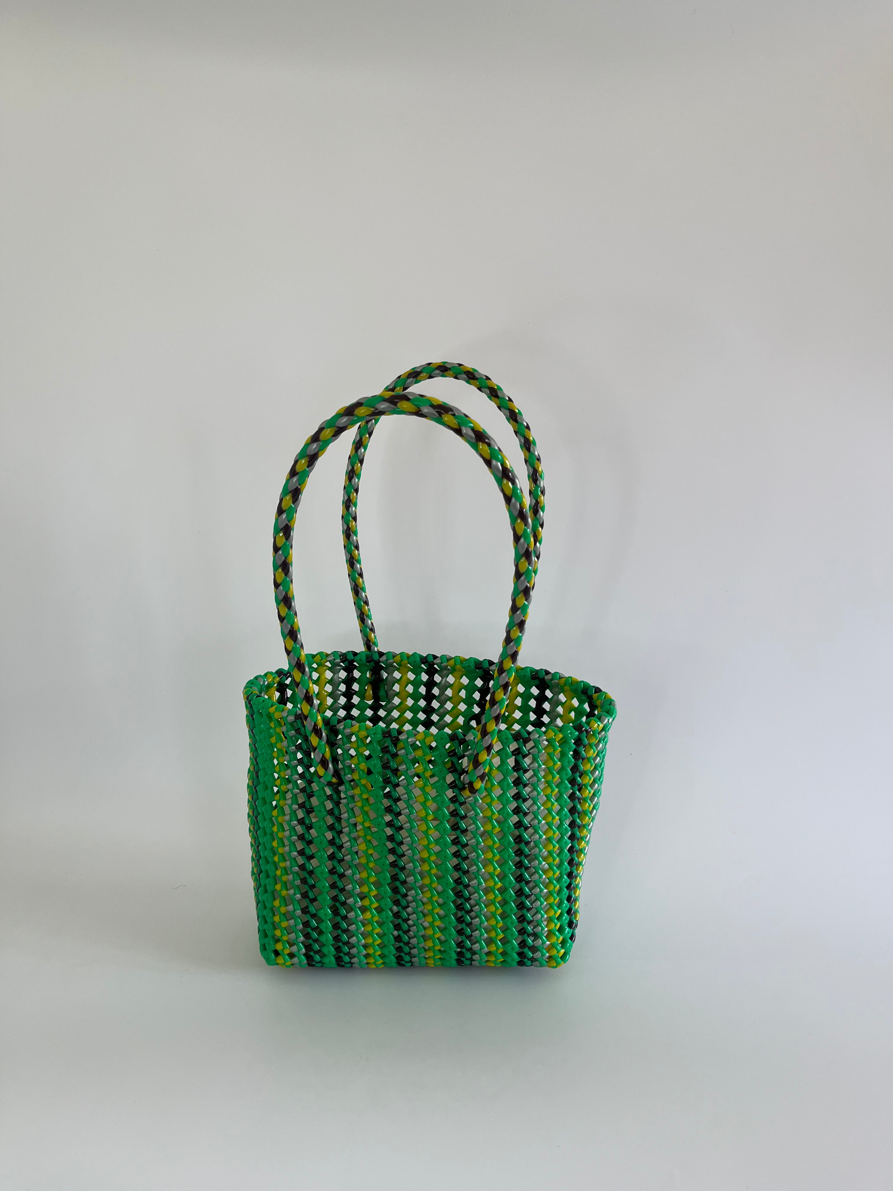 N°287S - SAC PANIER TRESSÉ MAIN - PETIT - multicolors