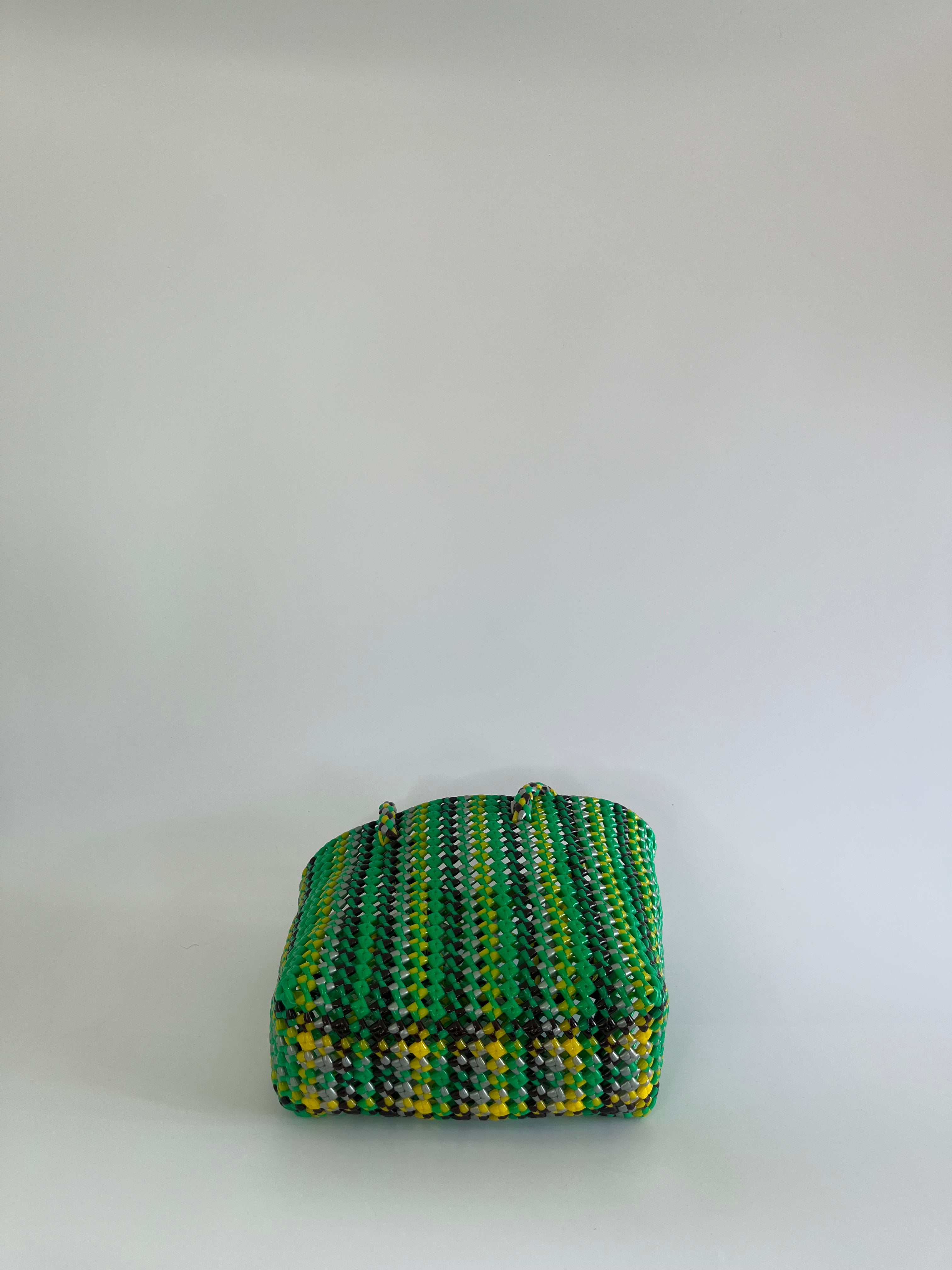 N°287S - SAC PANIER TRESSÉ MAIN - PETIT - multicolors