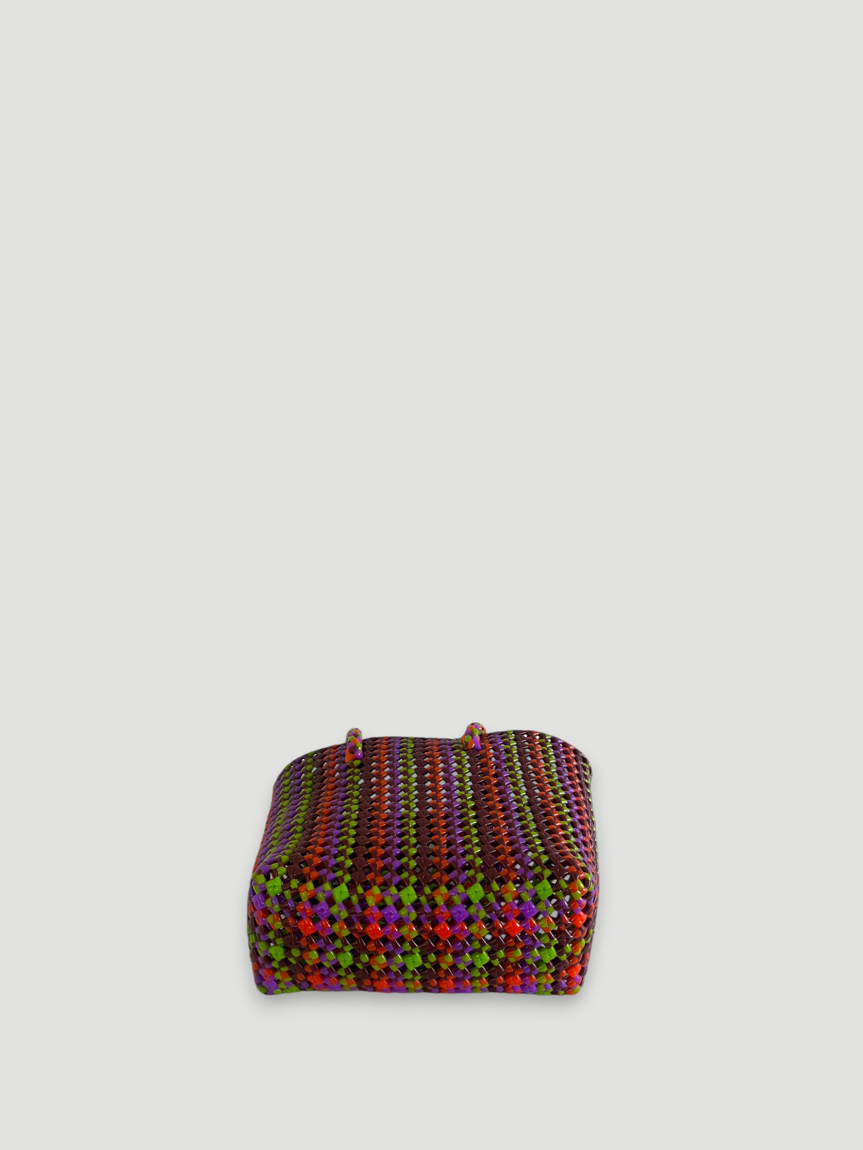 N°296S - SAC PANIER TRESSÉ MAIN - PETIT - multicolors