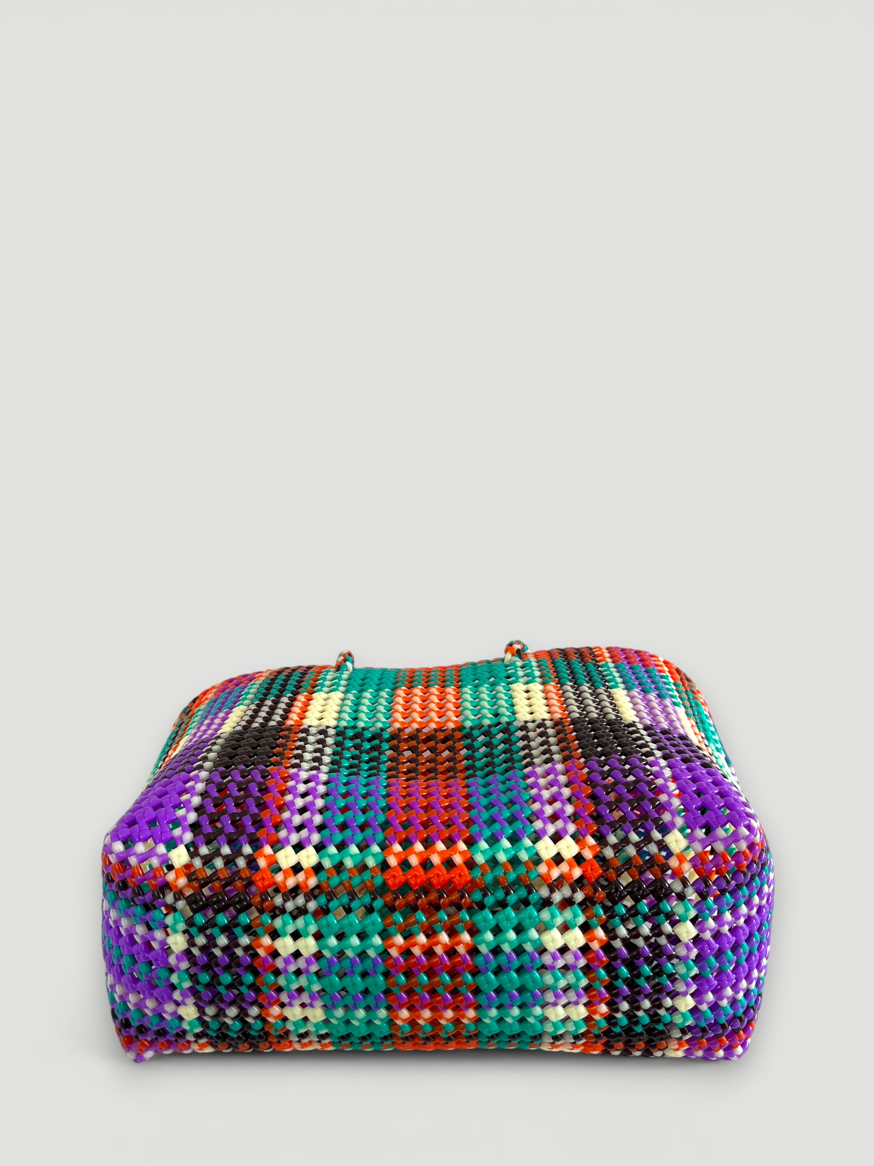 N°319L - SAC PANIER TRESSÉ MAIN - GRAND - multicolors