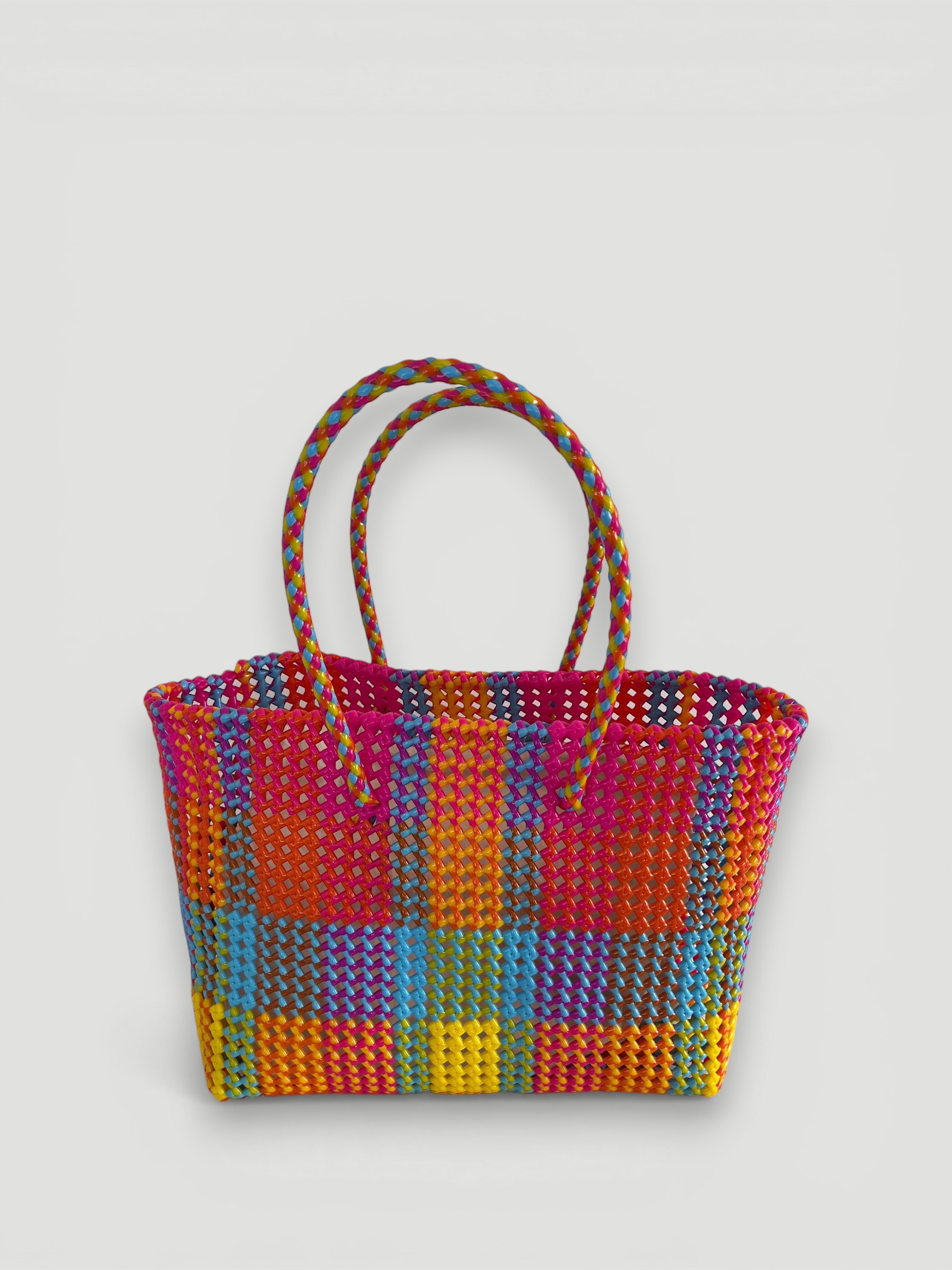 N°320L - SAC PANIER TRESSÉ MAIN - GRAND - multicolors