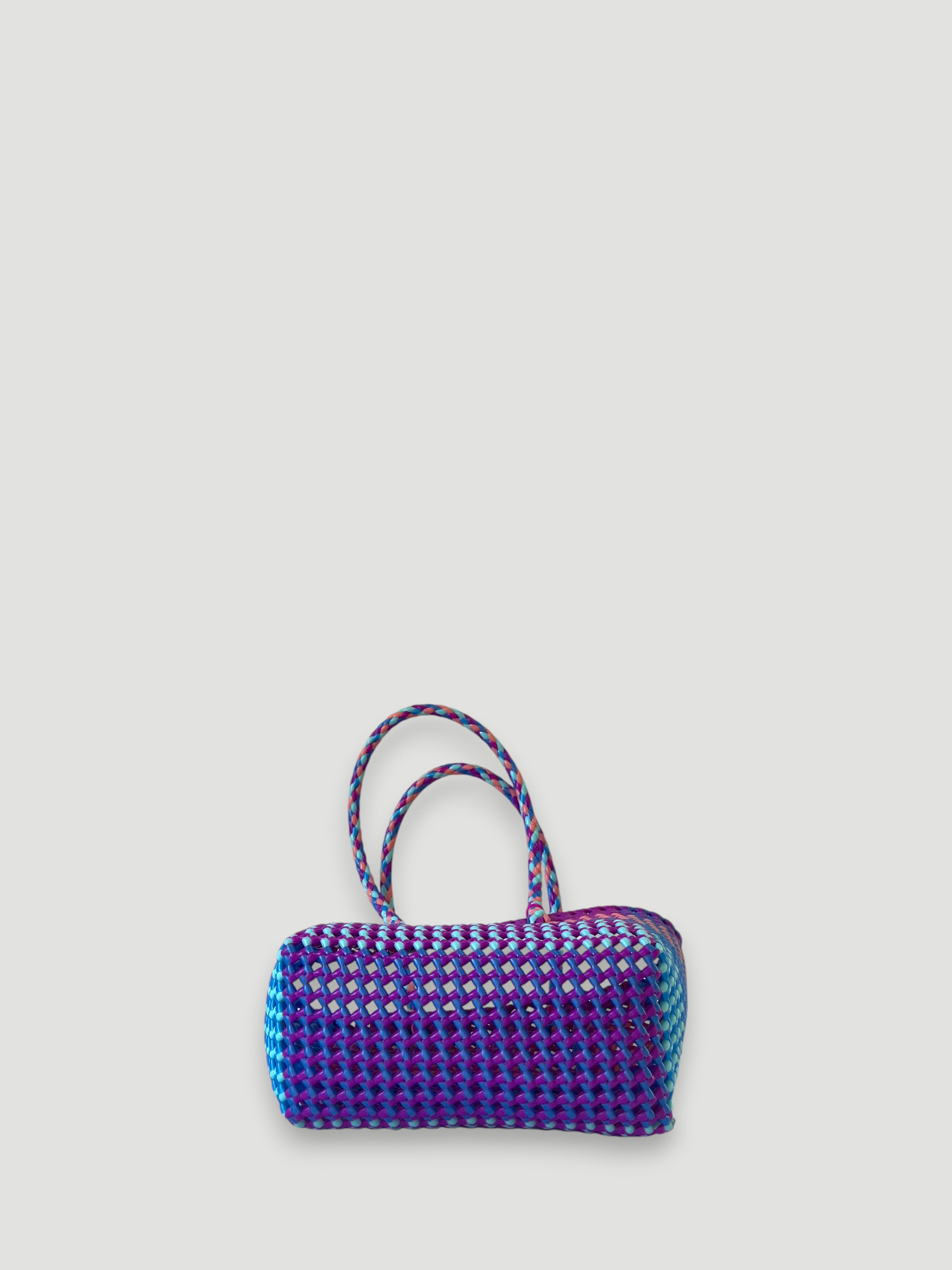 No. 523S - HAND-WOVEN BASKET BAG - SMALL - multicolored