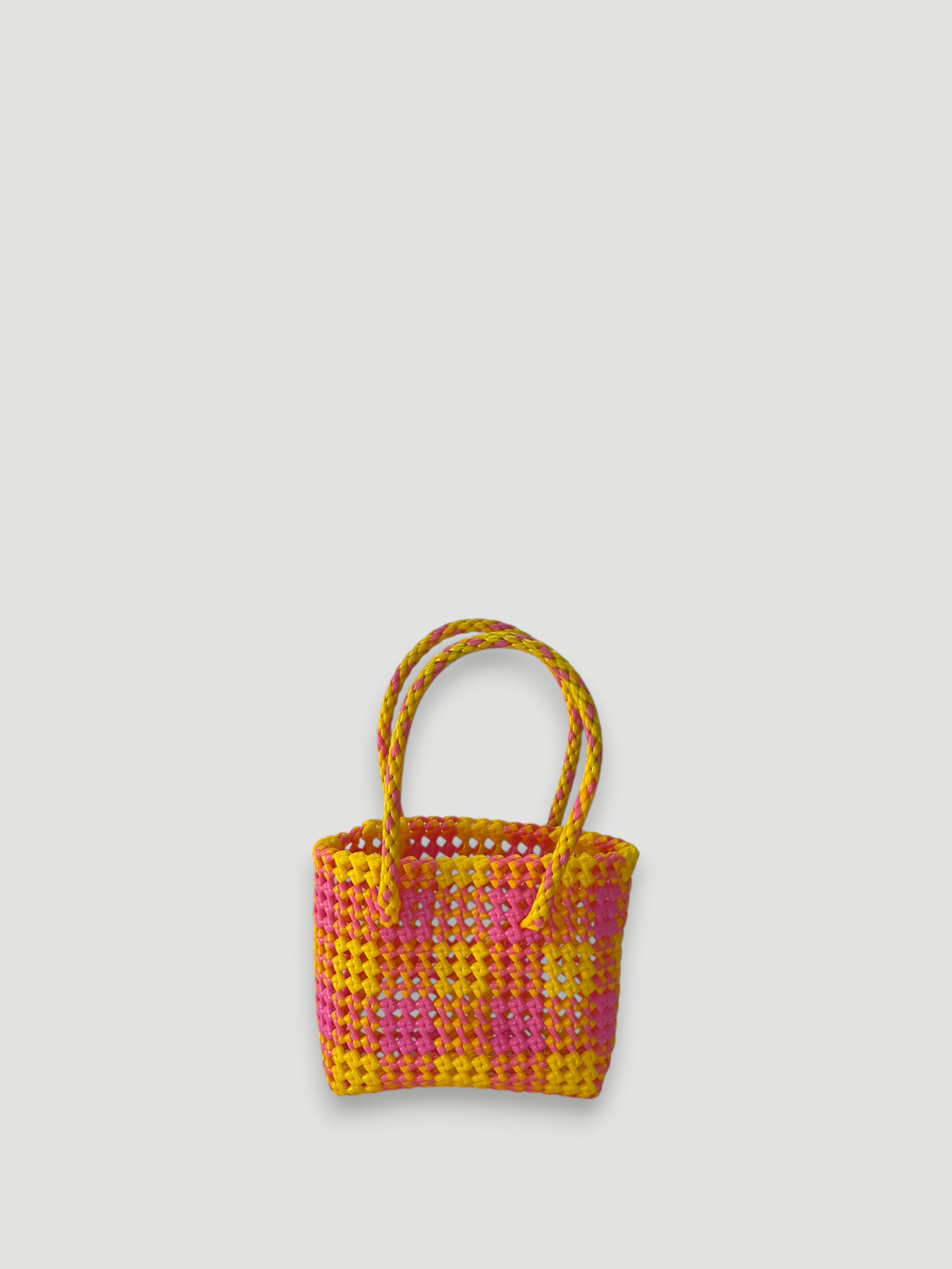 N°24XS - SAC PANIER ARCHIVES - MINI - rose clair & jaune