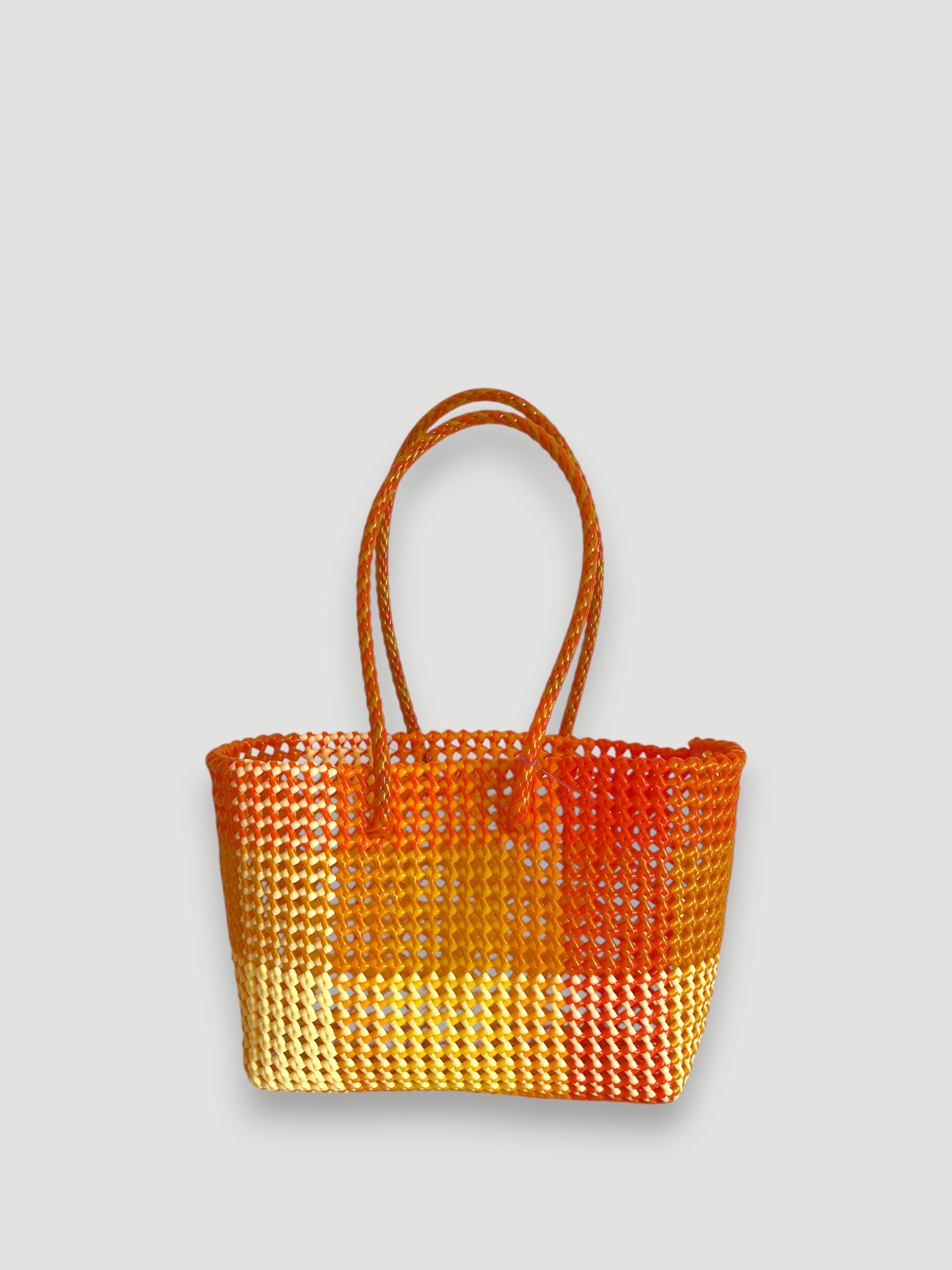 N°334M - SAC PANIER TRESSÉ MAIN - MOYEN - multicolors