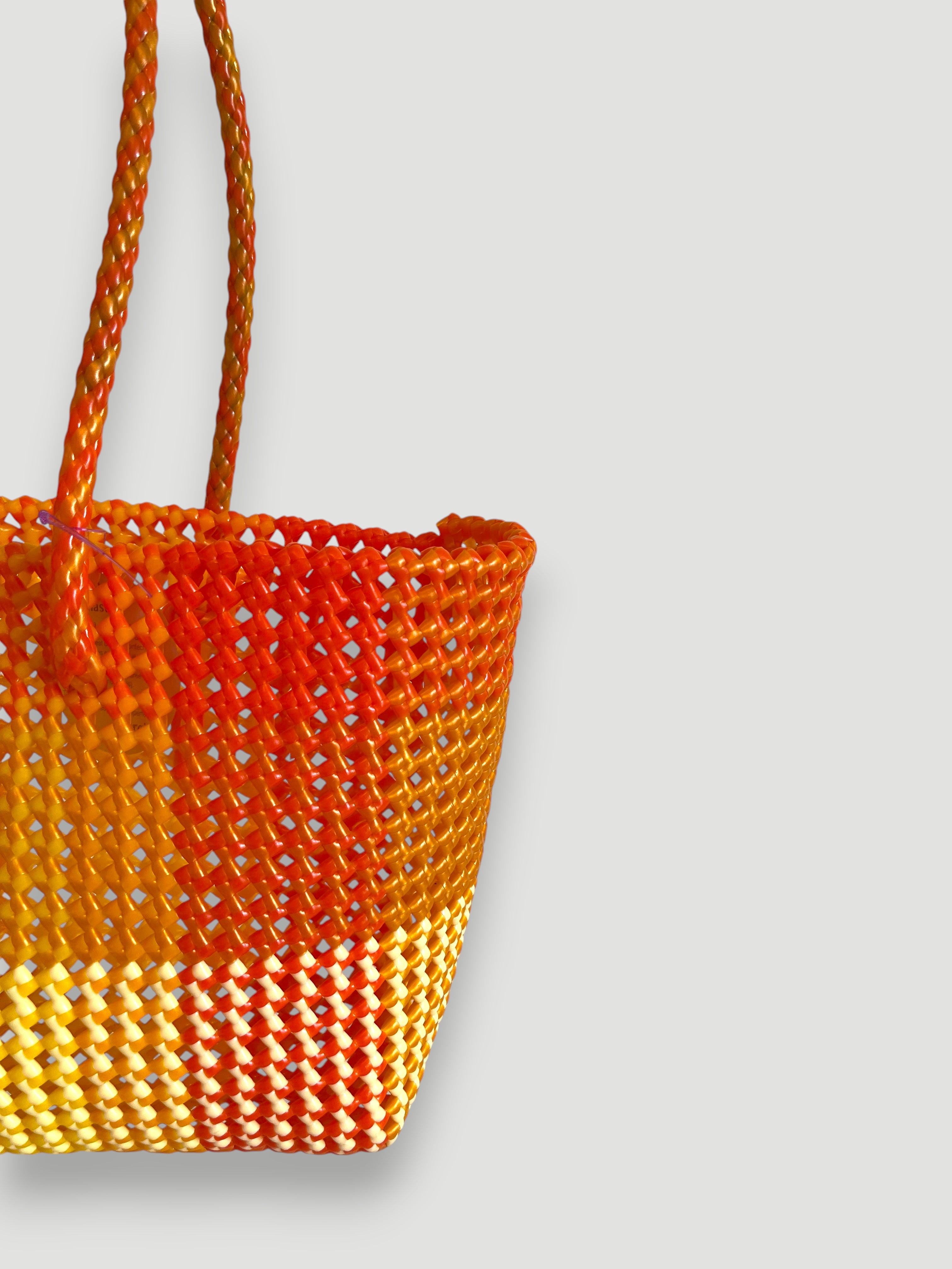 N°334M - SAC PANIER TRESSÉ MAIN - MOYEN - multicolors