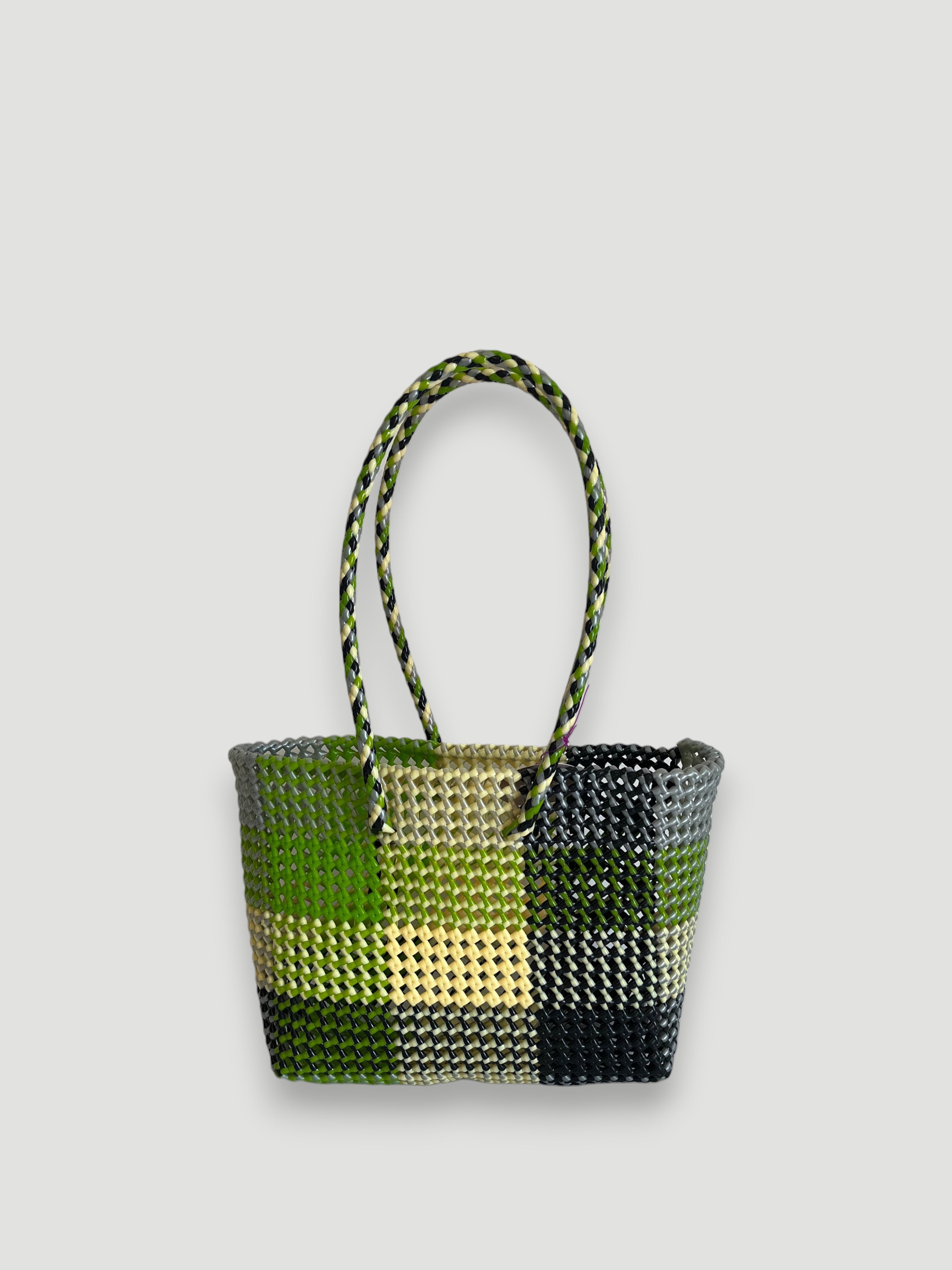 N°335M - SAC PANIER TRESSÉ MAIN - MOYEN - multicolors