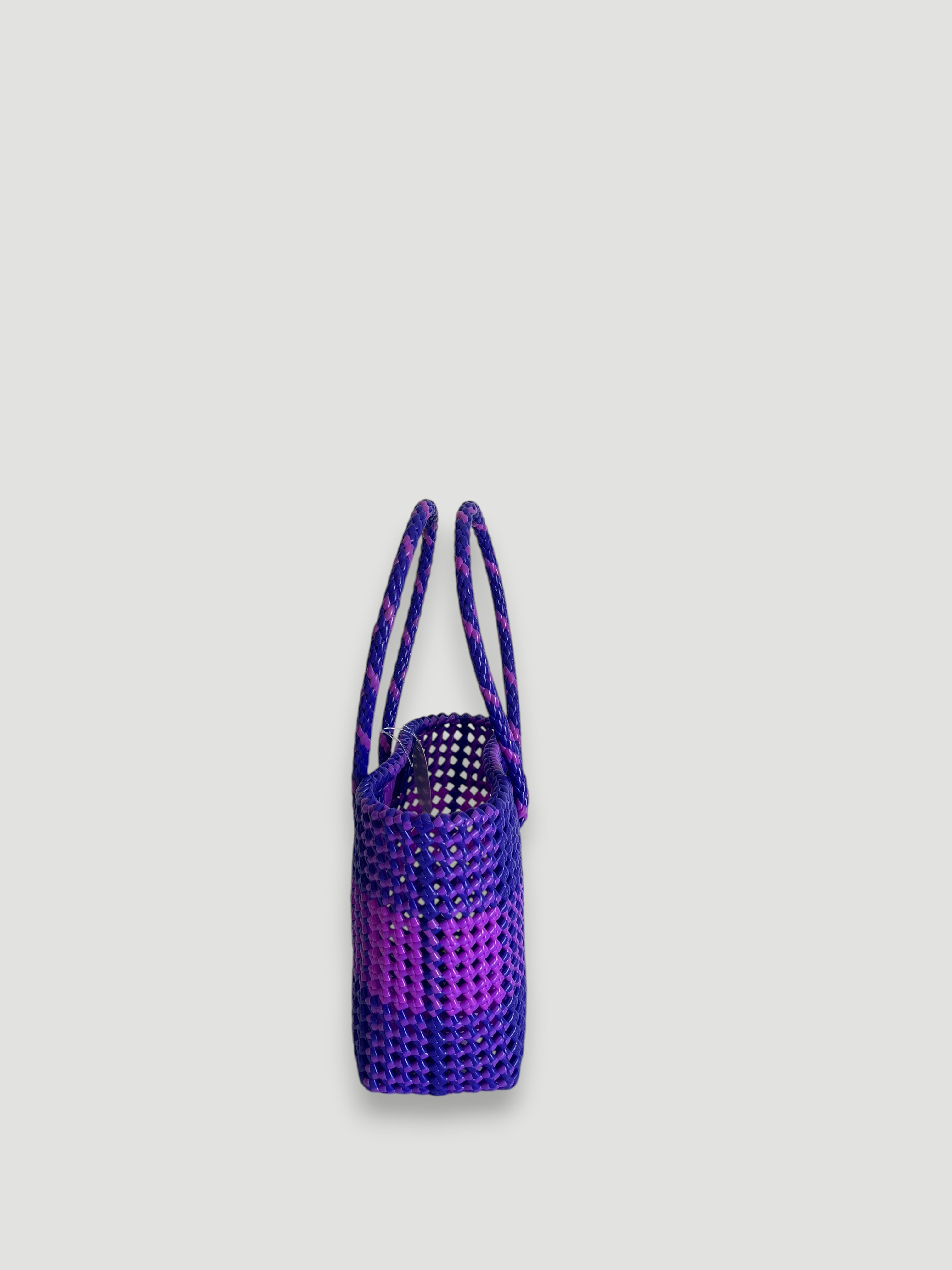 No. 332S - Hand-braided basket bag - small - dark purple &amp; purple