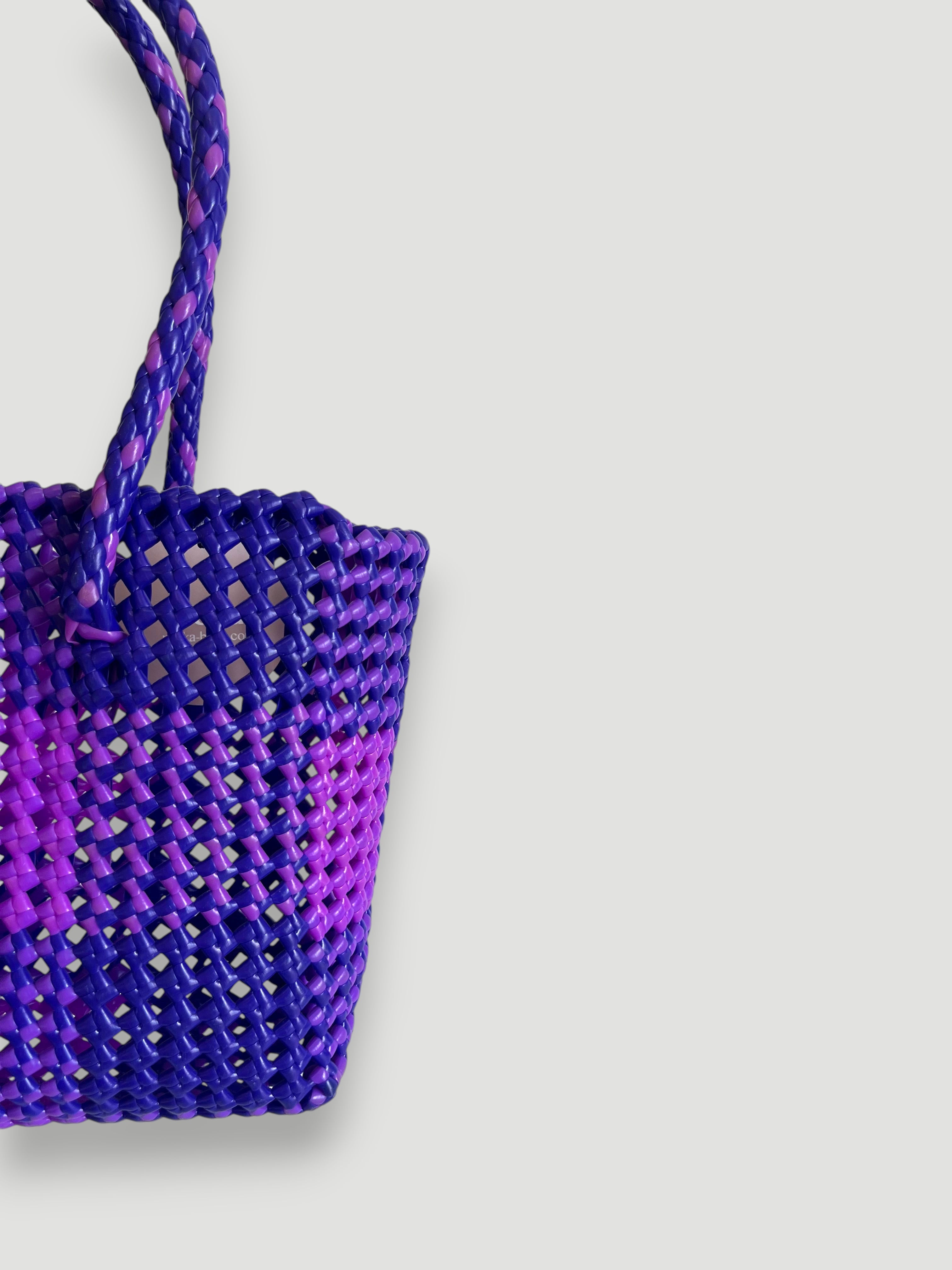 N°332S - SAC PANIER TRESSÉ MAIN - PETIT - violet foncé & violet