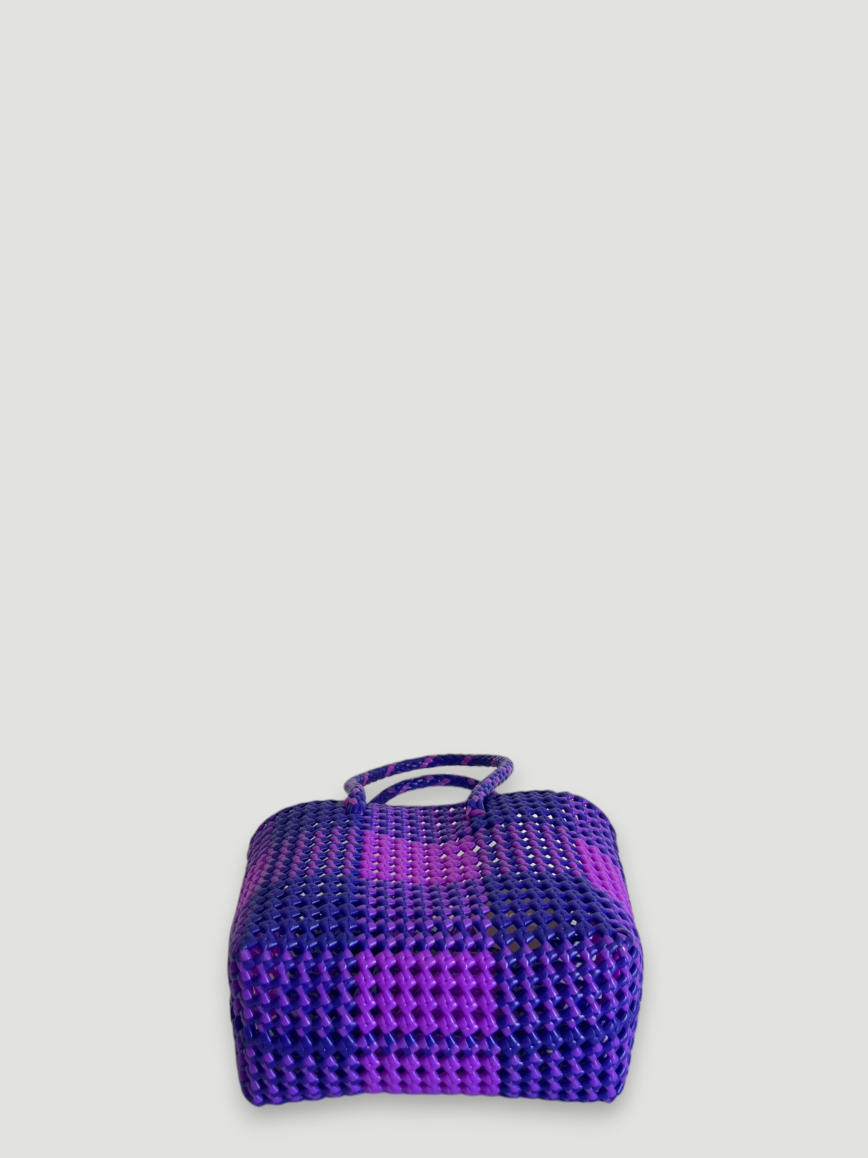 No. 332S - Hand-braided basket bag - small - dark purple &amp; purple
