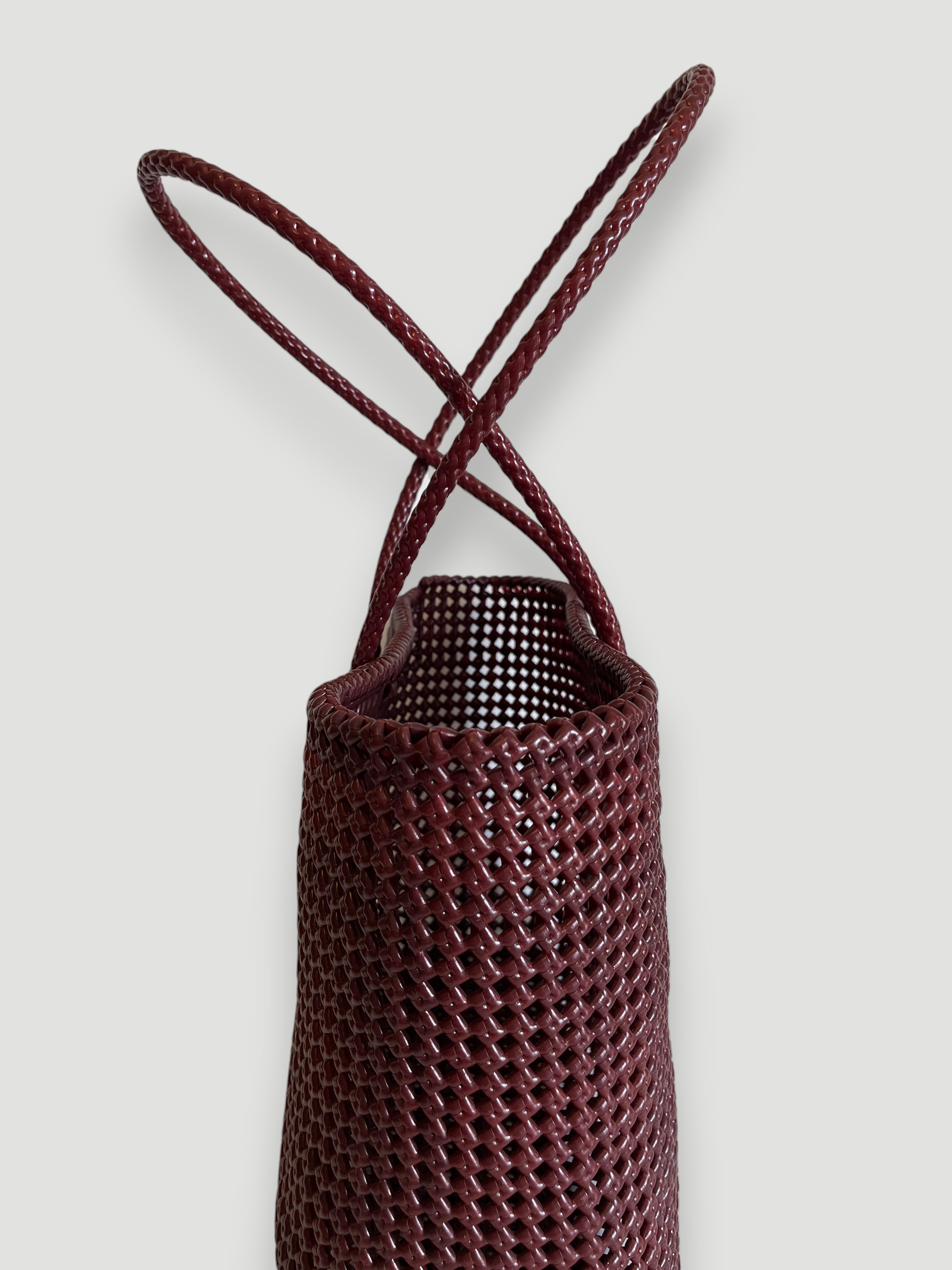 N°257XL - SAC PANIER TRESSÉ MAIN - MAXI - bordeaux