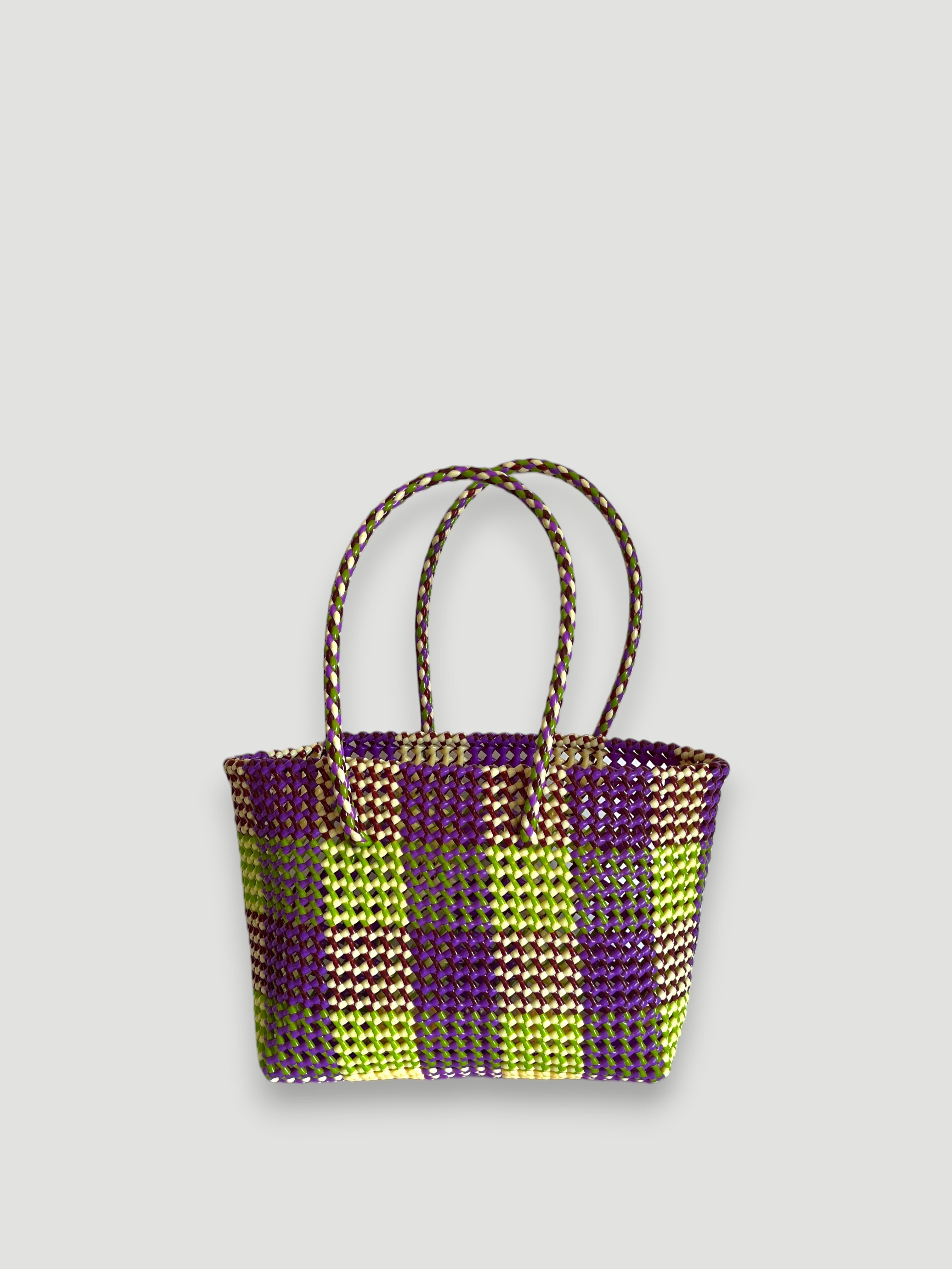 N°350M - SAC PANIER TRESSÉ MAIN - MOYEN - multicolors