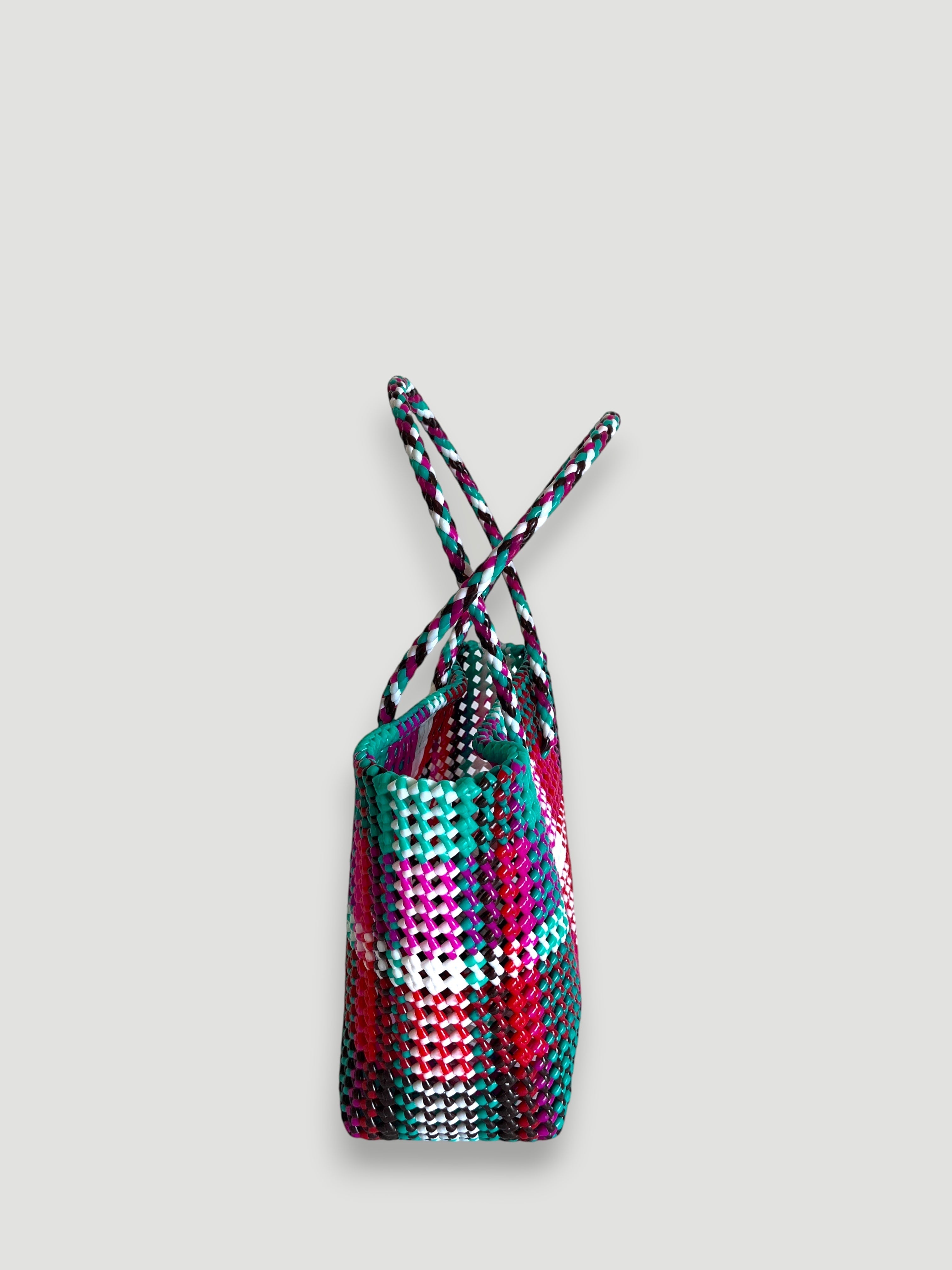 N°358M - SAC PANIER TRESSÉ MAIN - MOYEN - multicolors