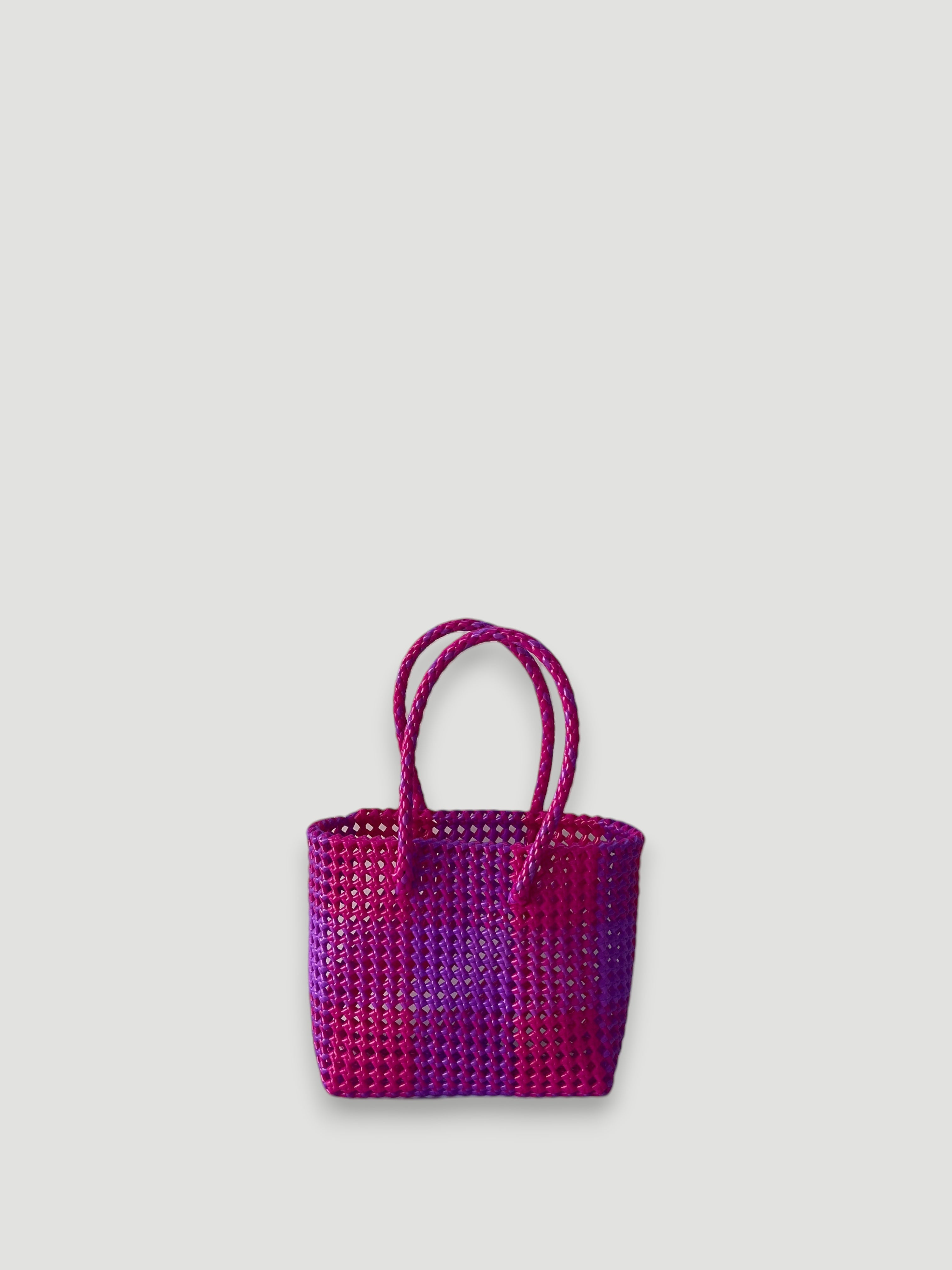 N°9S - SAC PANIER ARCHIVES - PETIT - rose foncé & violet