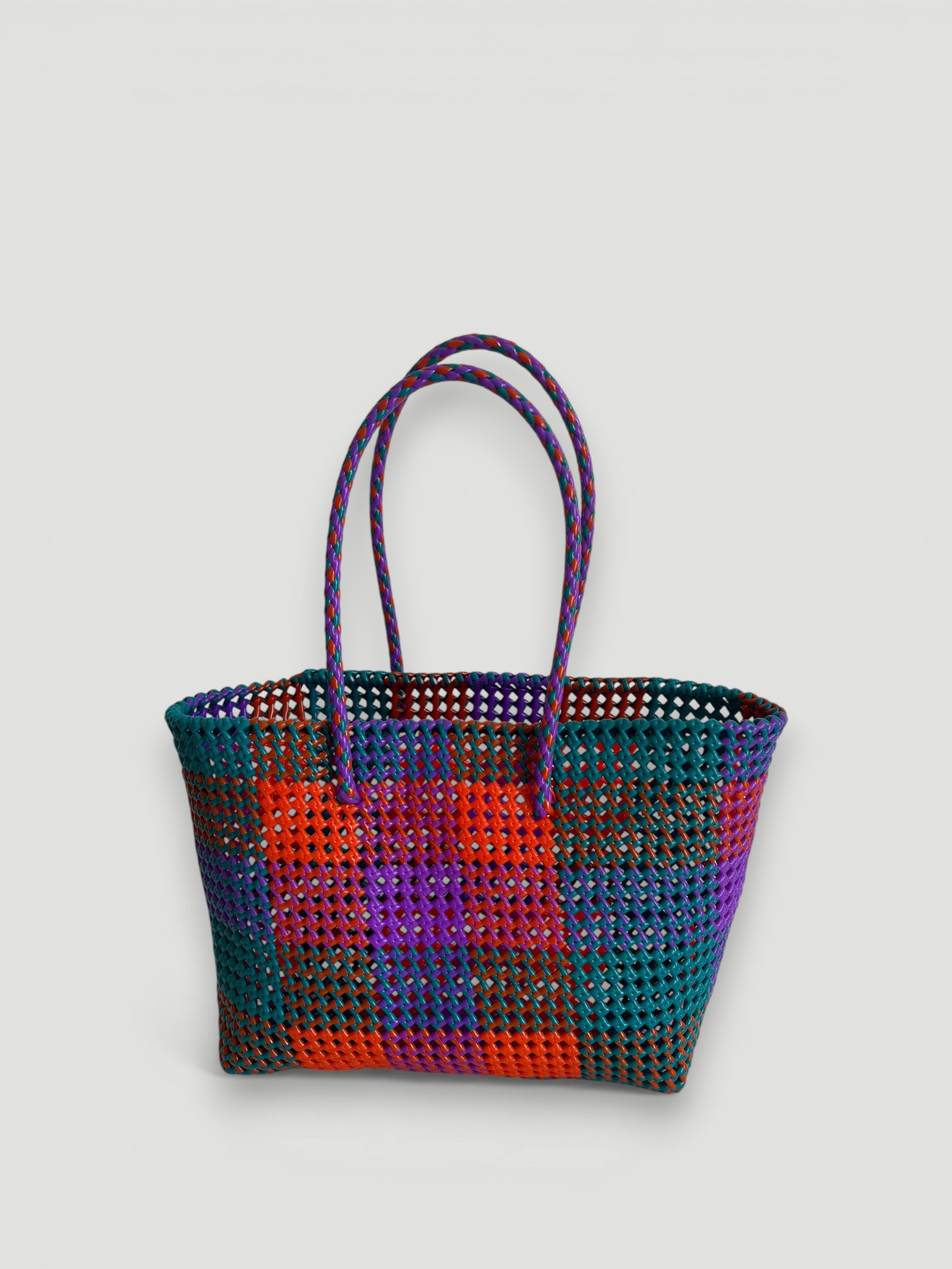 N°361L - SAC PANIER TRESSÉ MAIN - GRAND - multicolors