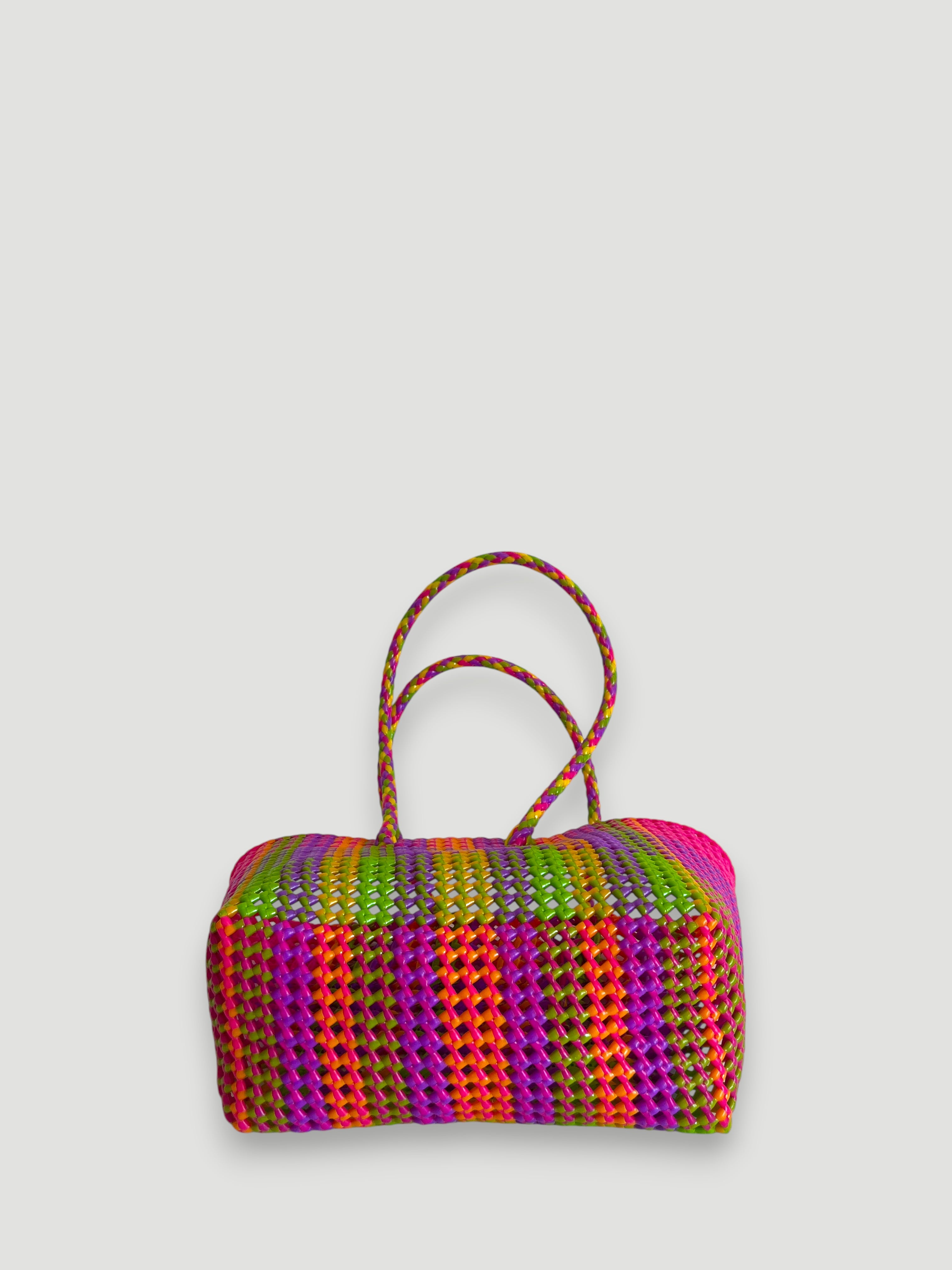N°369M - SAC PANIER TRESSÉ MAIN - MOYEN - multicolors
