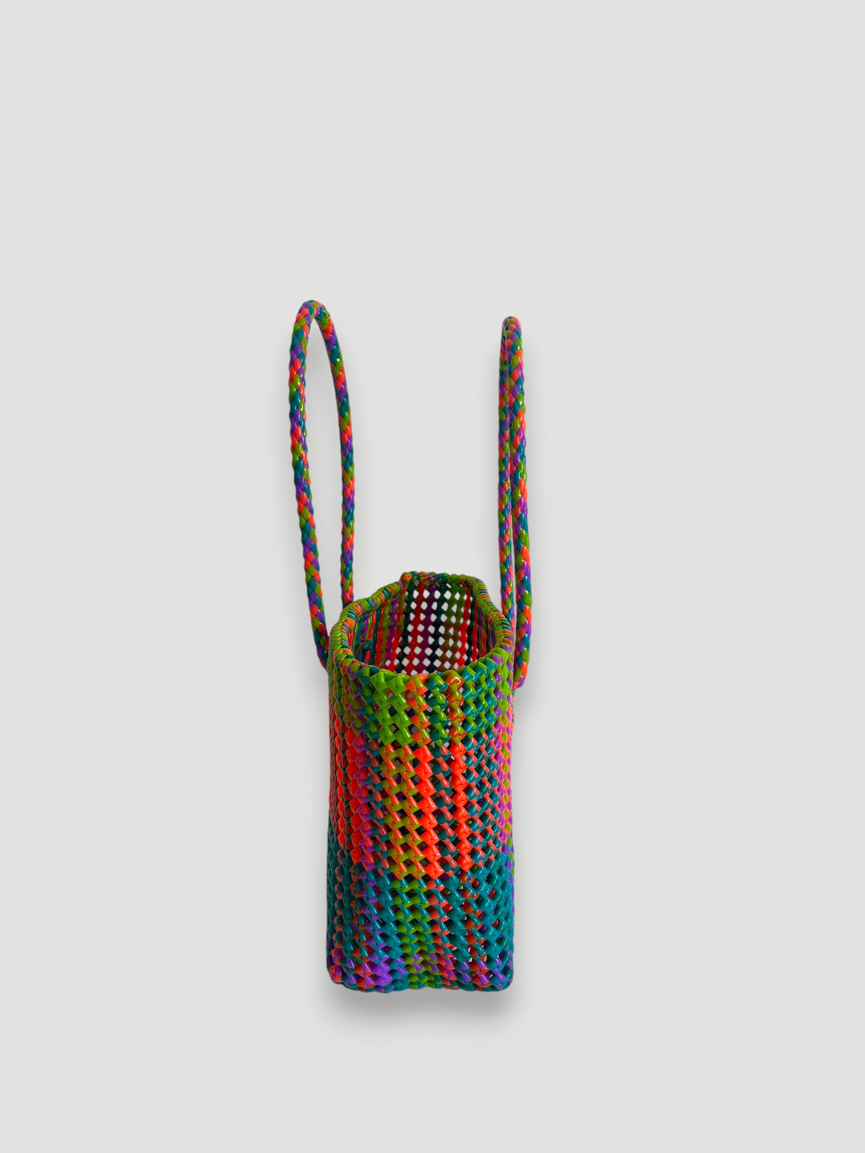 N°376M - SAC PANIER TRESSÉ MAIN - MOYEN - multicolors