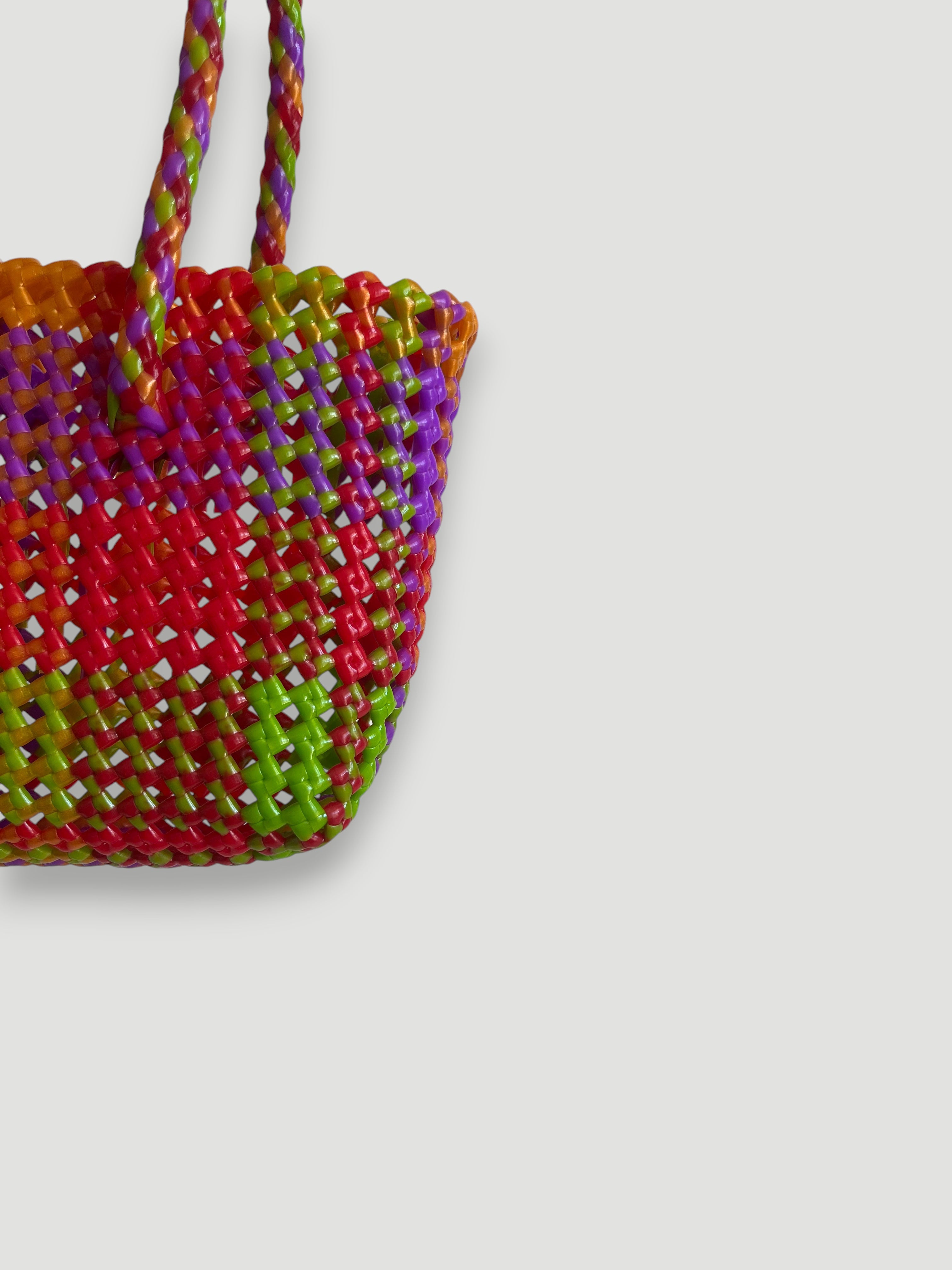 N°385XS - SAC PANIER TRESSÉ MAIN - MINI - multicolors