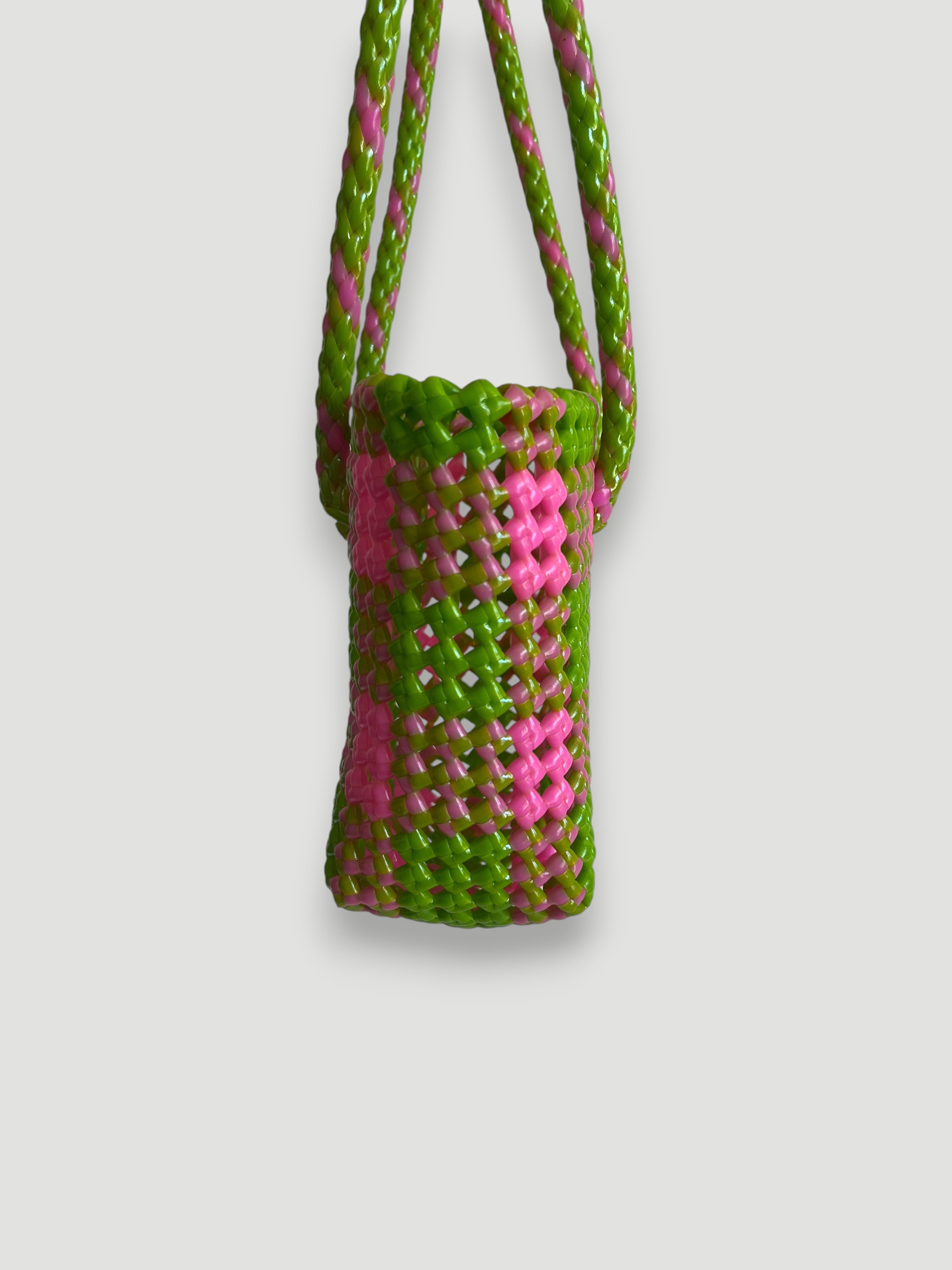 No. 21XS - Hand-braided basket bag - mini - light pink &amp; light green