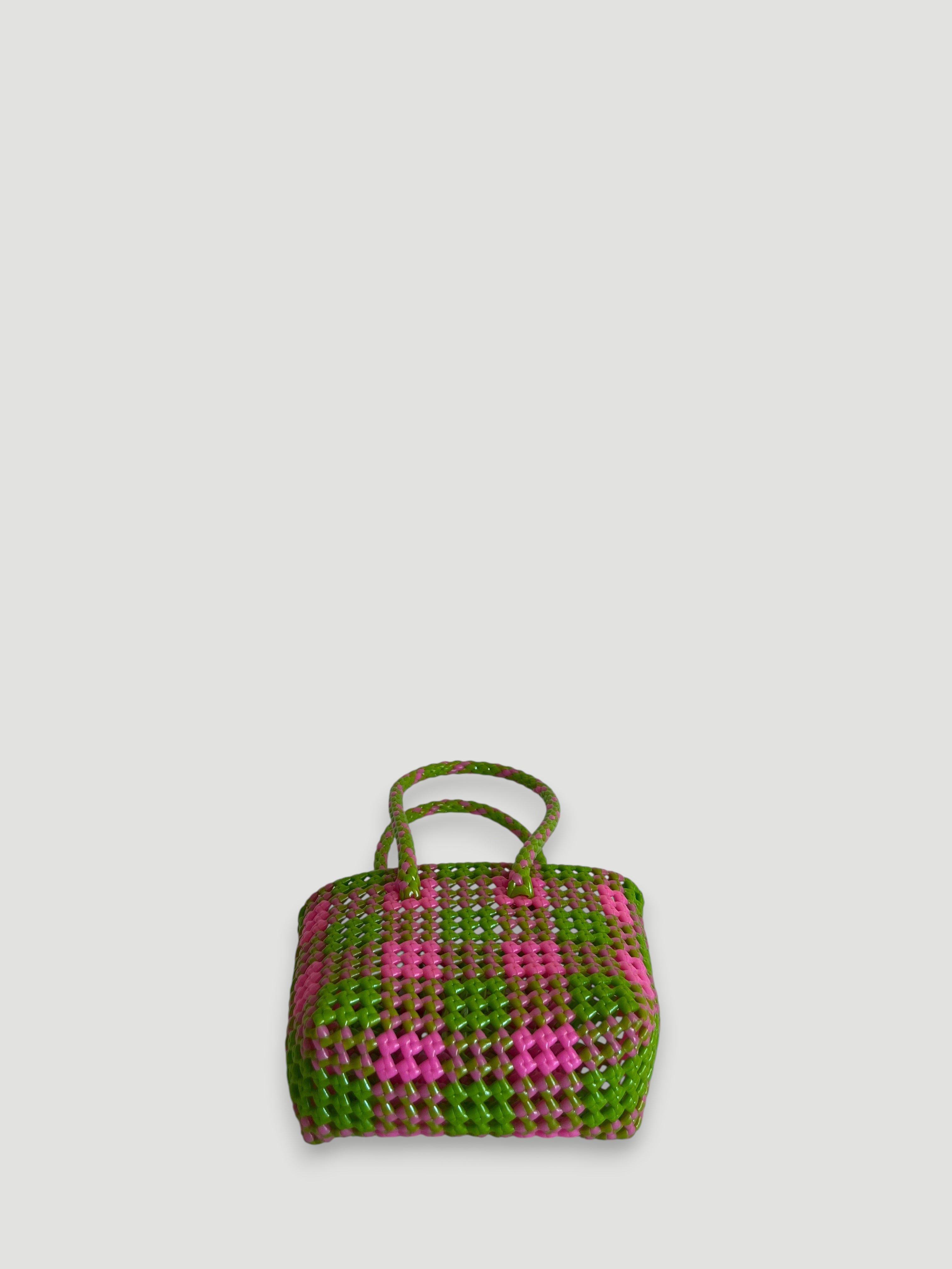 No. 21XS - Hand-braided basket bag - mini - light pink &amp; light green