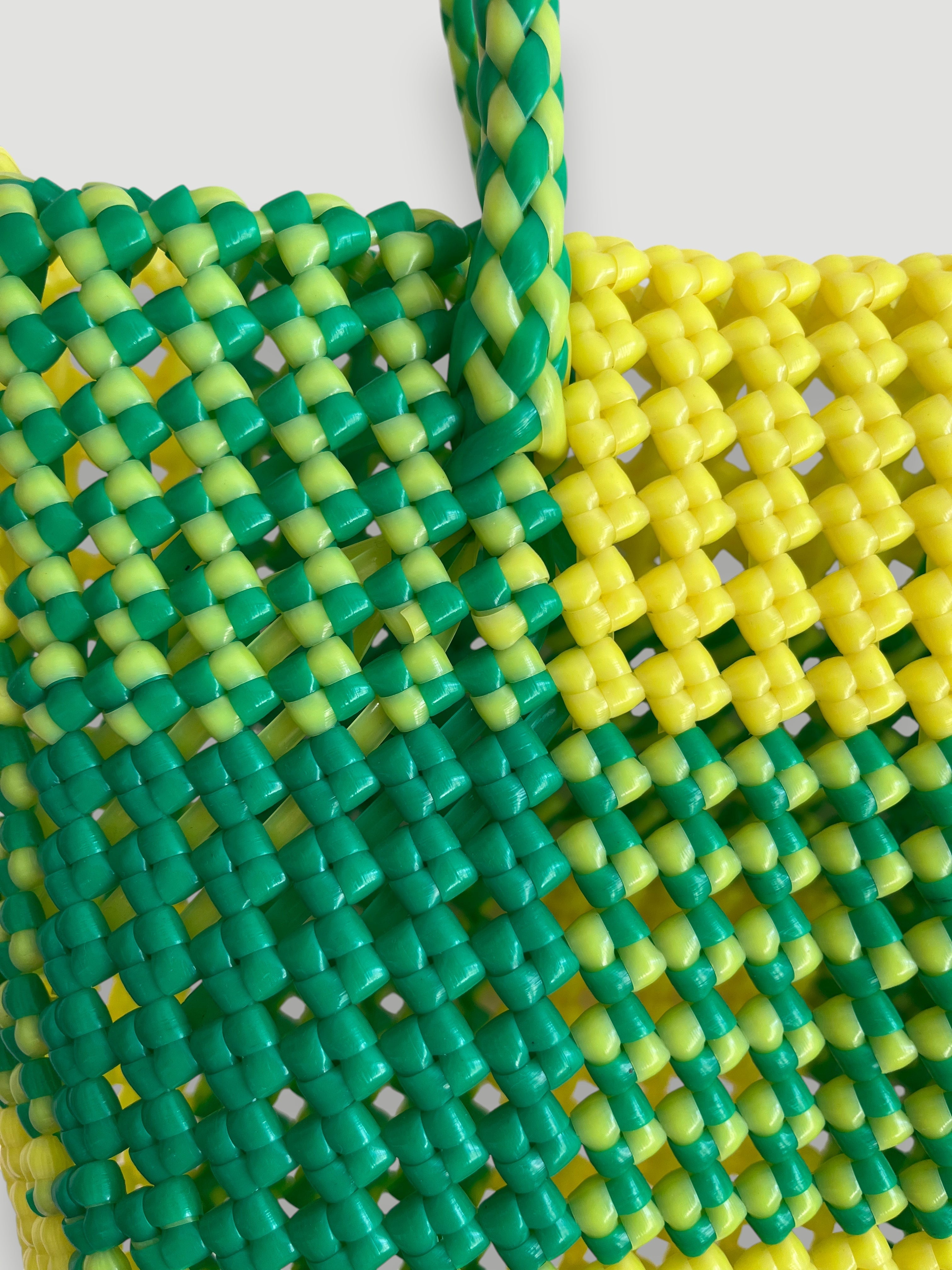 No. 29S - IMPERFECT BASKET BAG - SMALL - neon yellow & neon green