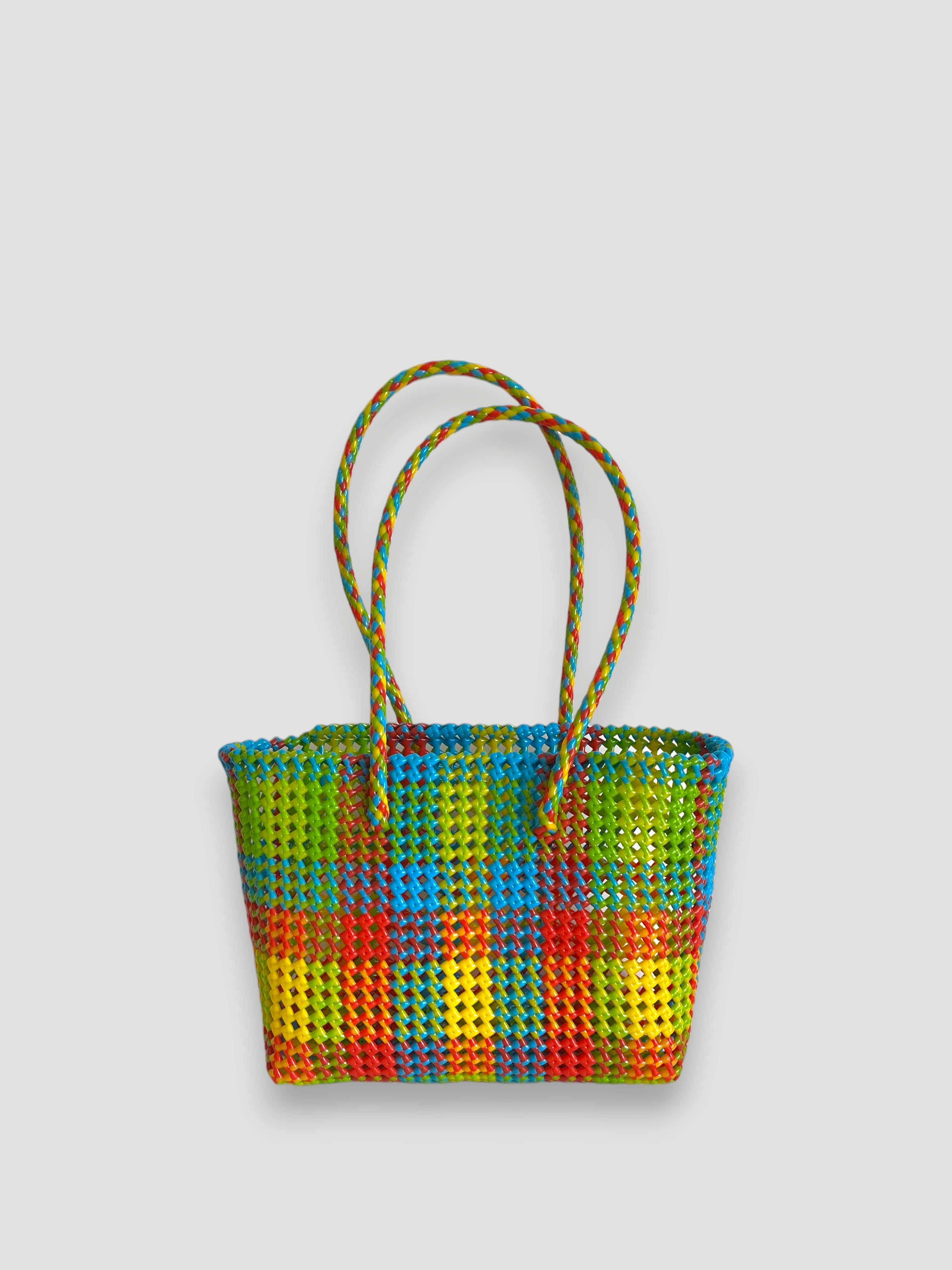 N°388M - SAC PANIER TRESSÉ MAIN - MOYEN - multicolors