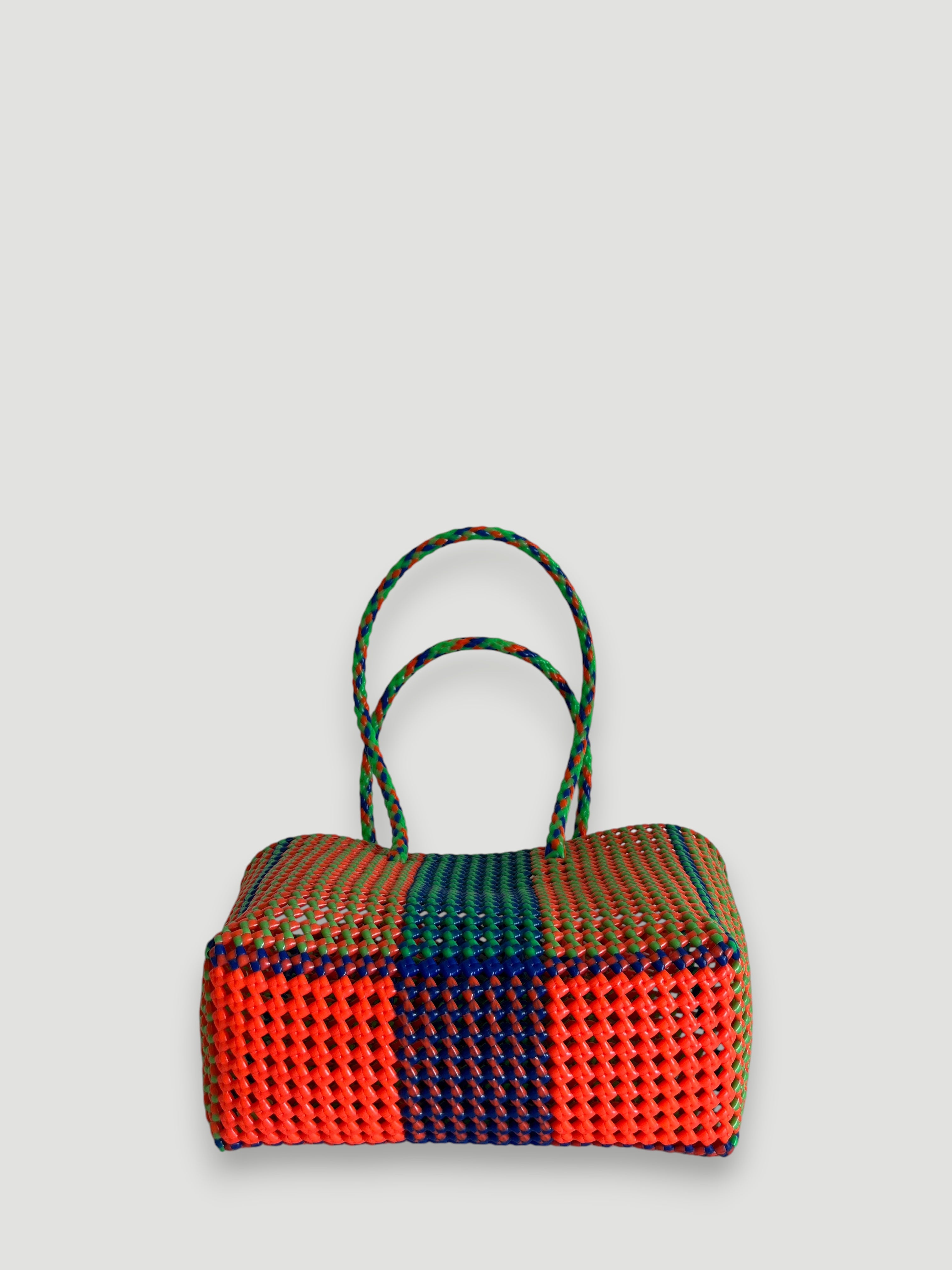 N°397M - SAC PANIER TRESSE MAIN - MOYEN - multicolors