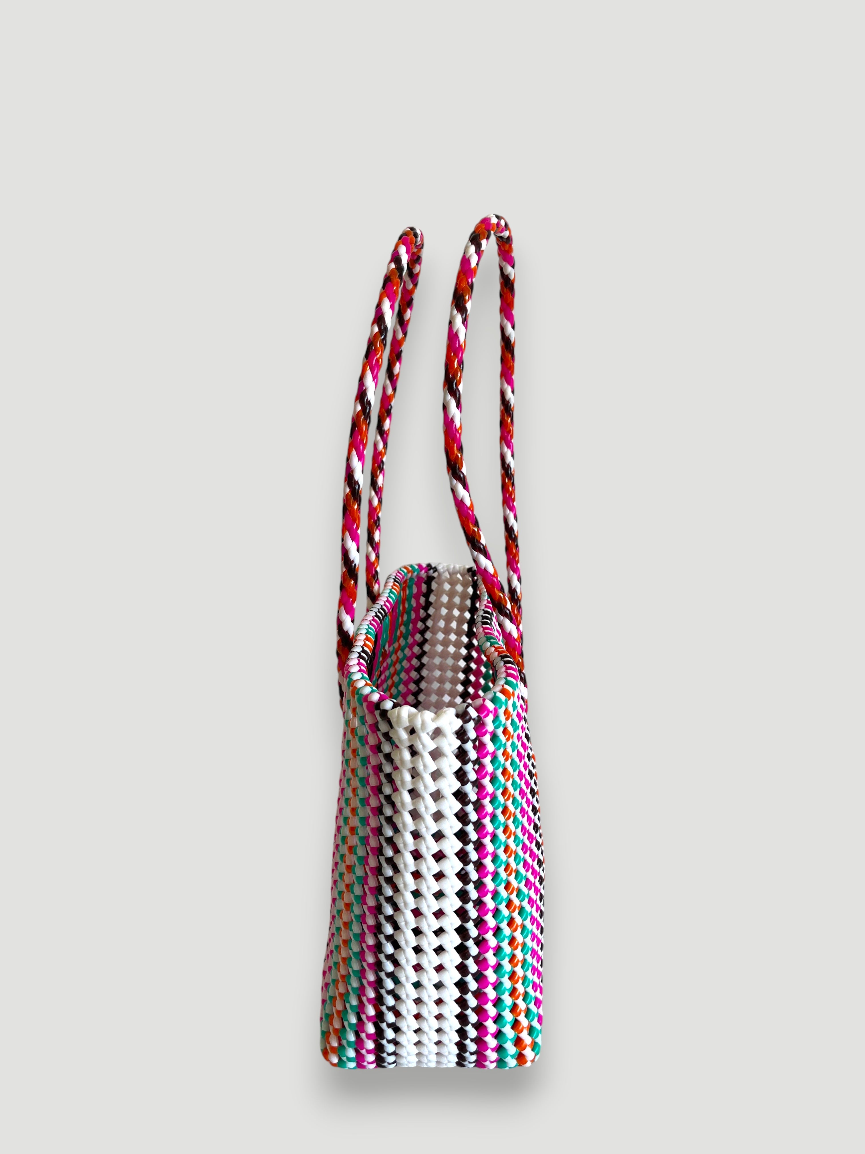 N°401M - SAC PANIER TRESSÉ MAIN - MOYEN - multicolors