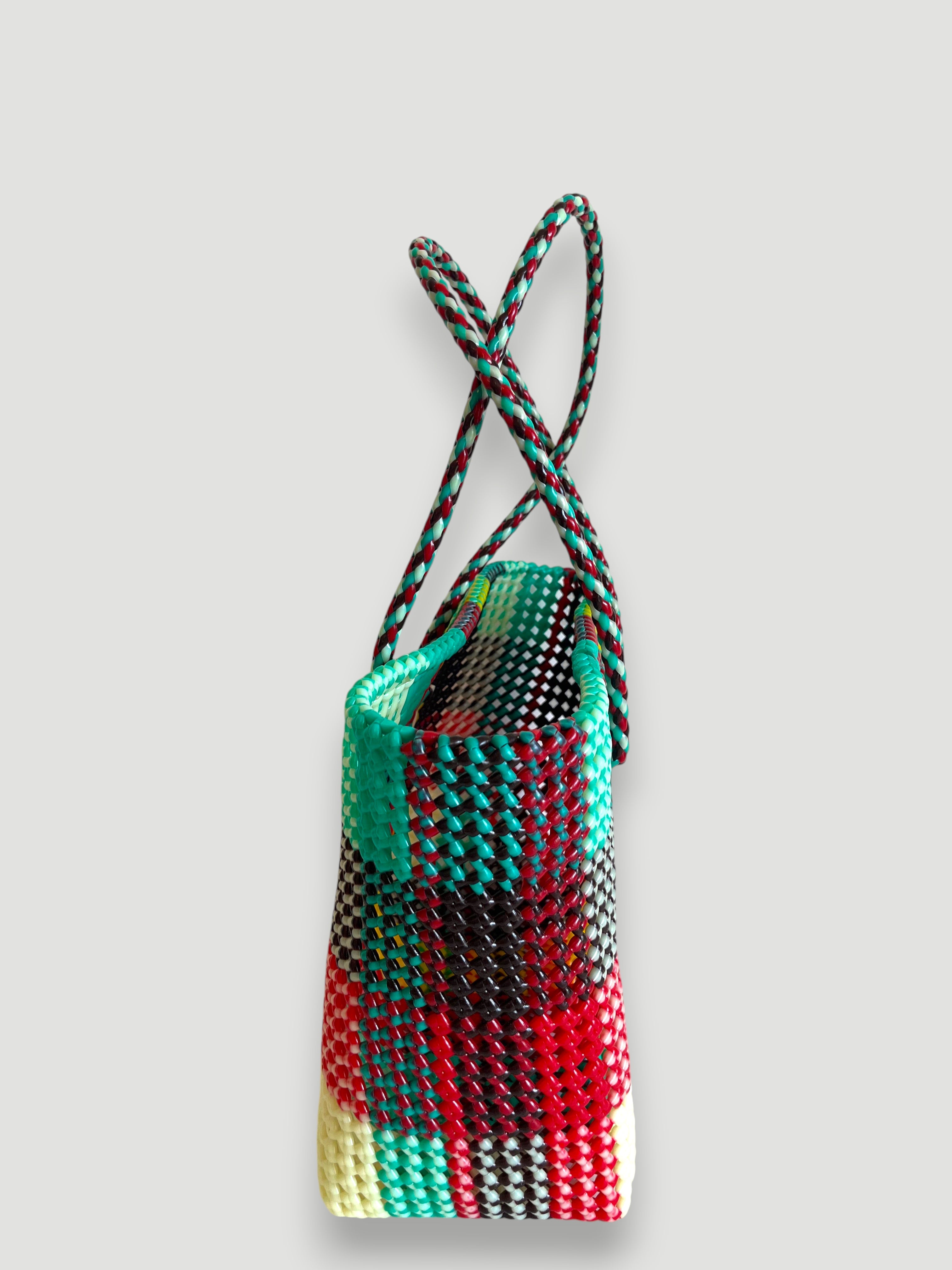 N°405L - SAC PANIER TRESSÉ MAIN - GRAND - multicolors