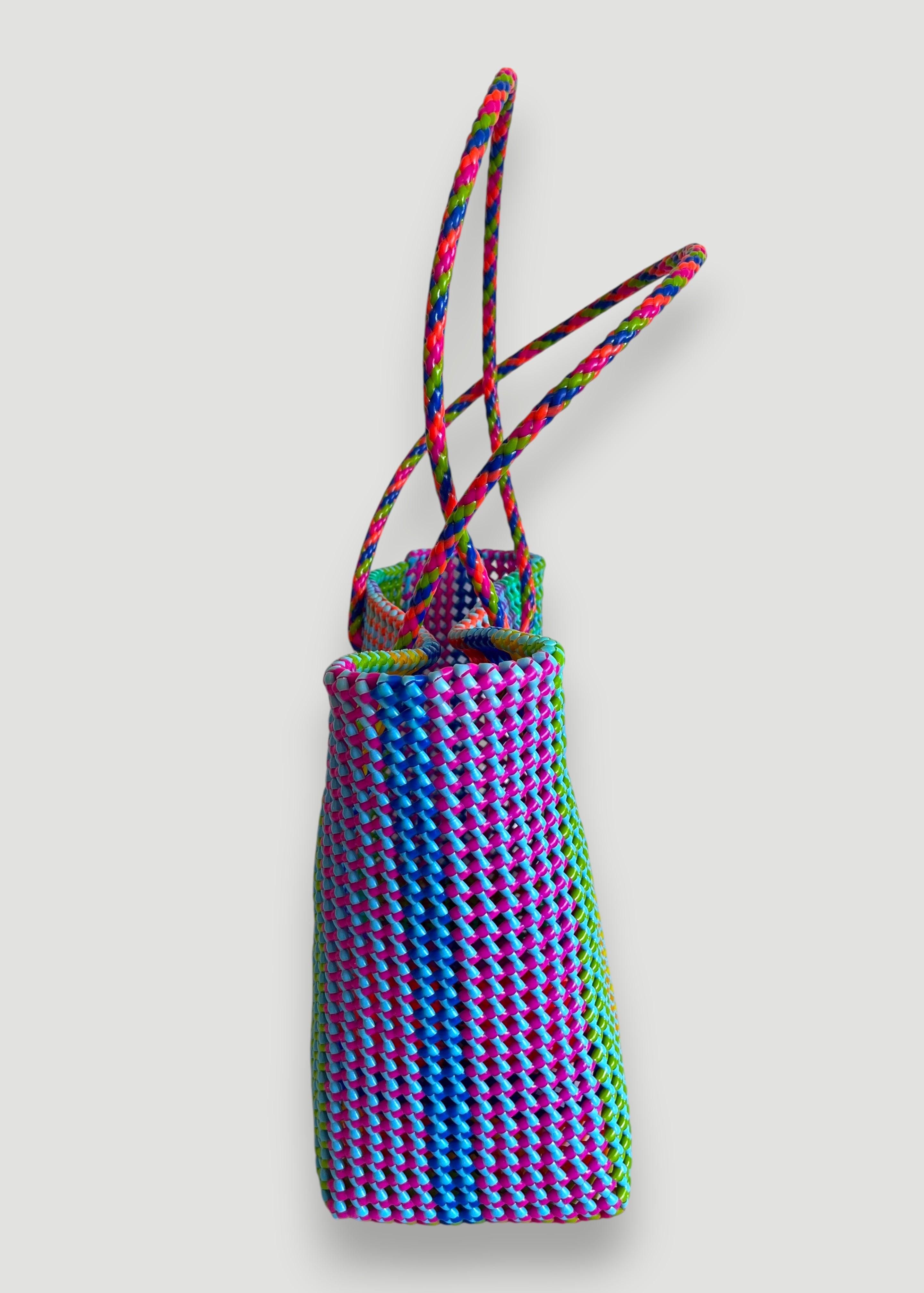 N°411XL - SAC PANIER TRESSÉ MAIN - MAXI - multicolors